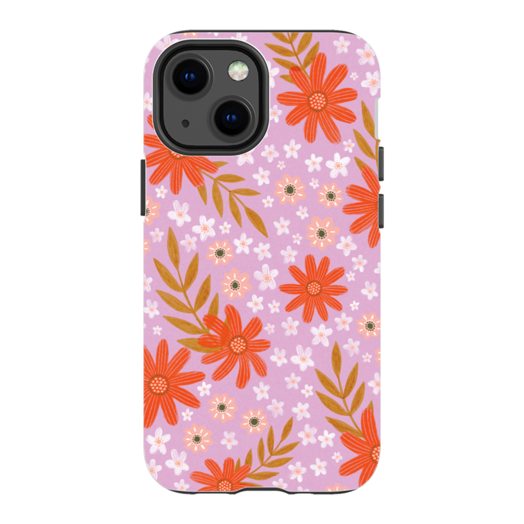 iPhone Tough Case - Lilac and Red Floral Pattern By Lee Foster Wilson