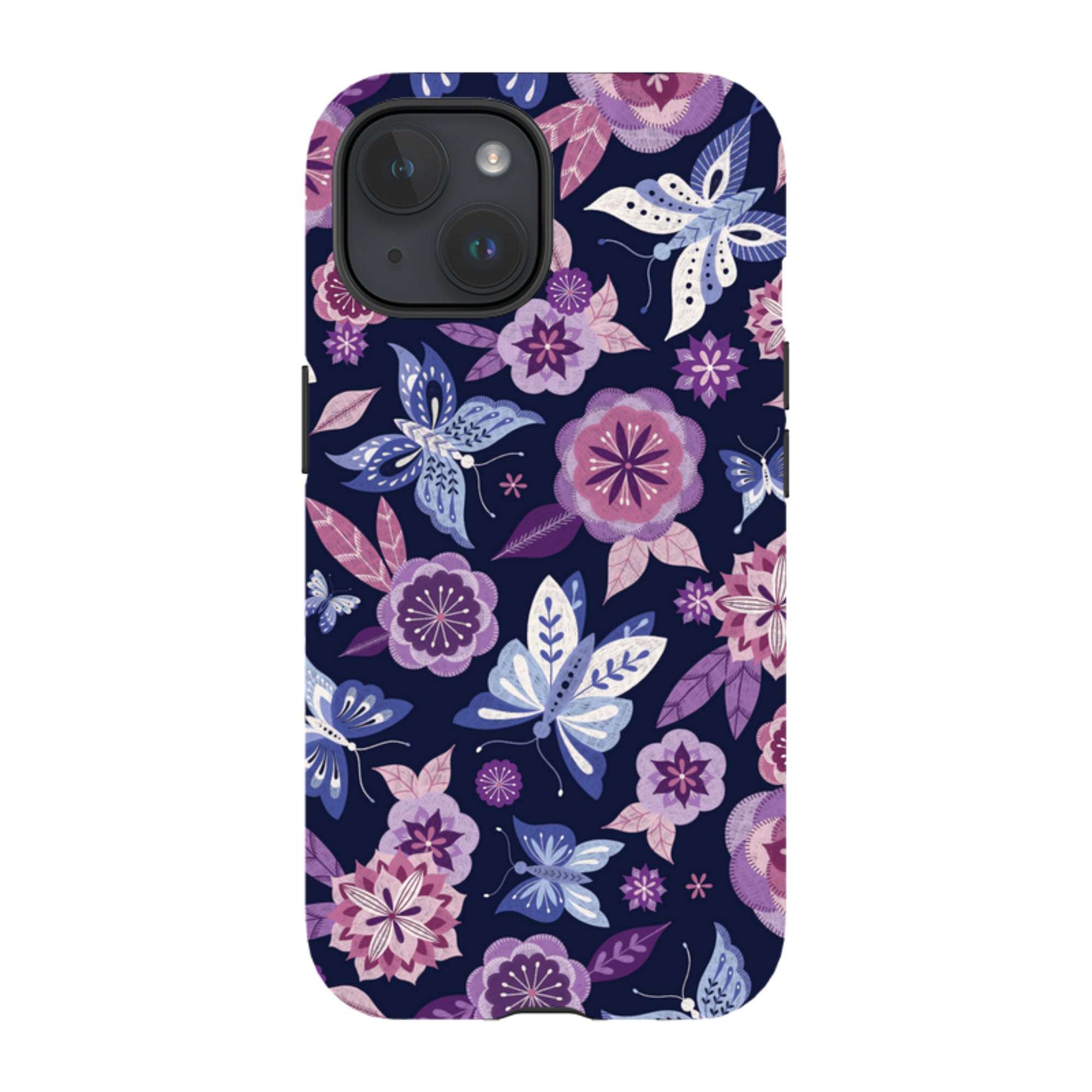 iPhone Tough Case - Butterfly Blooms Navy By Jenny Zemanek