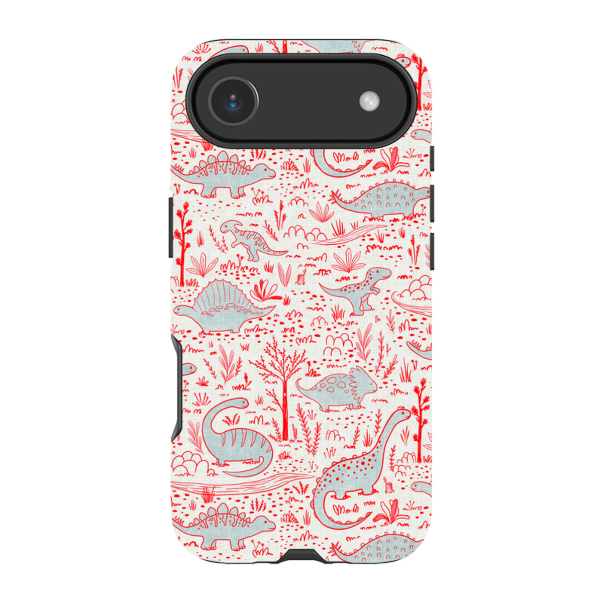 iPhone Tough Case - Dinosaur line Red and Blue By Katherine Quinn
