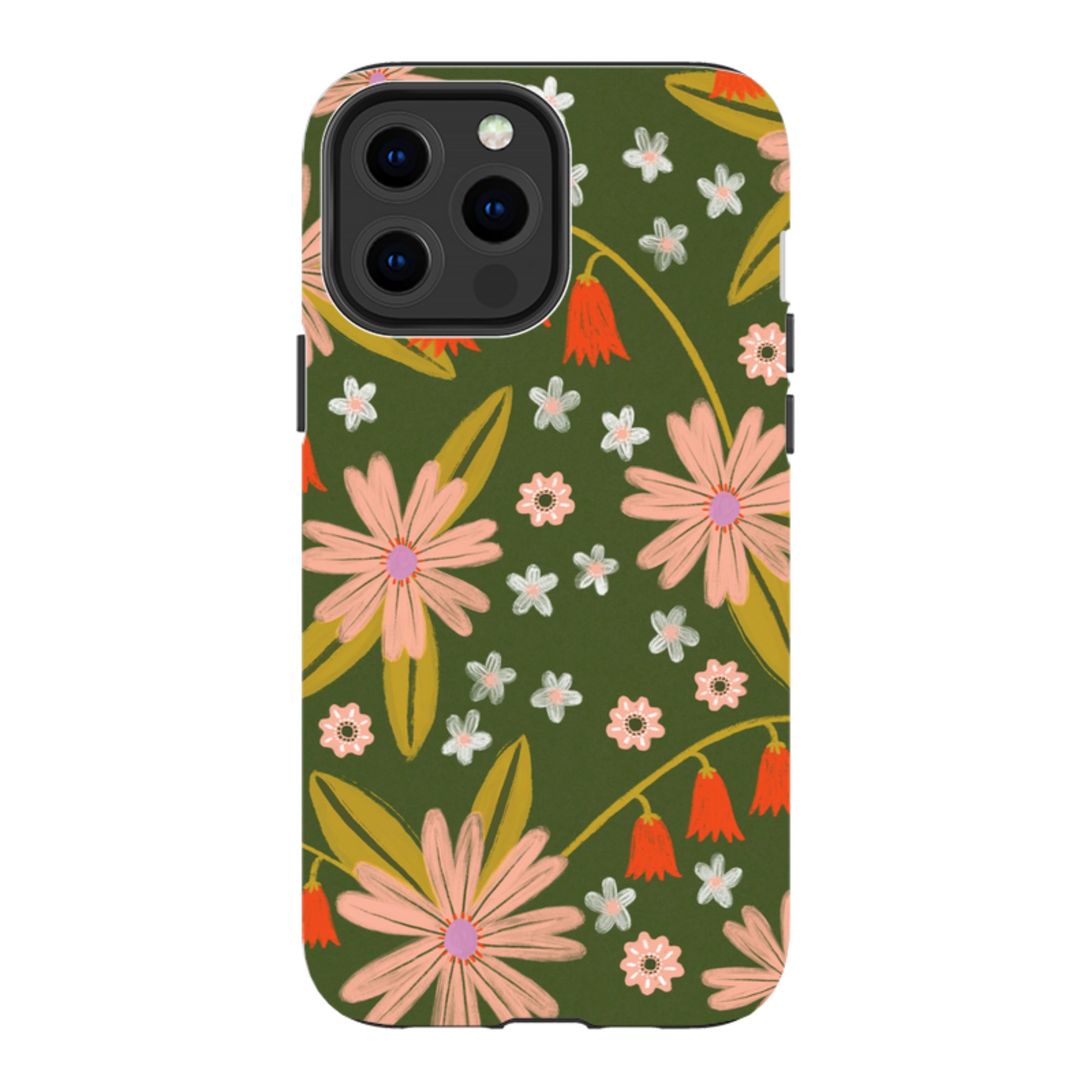 iPhone Tough Case - Red and Green Floral Pattern By Lee Foster Wilson