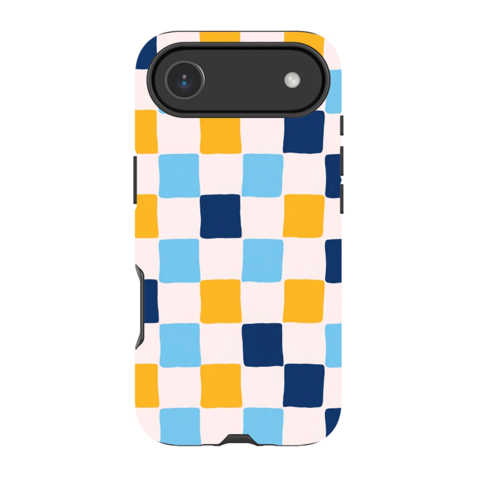 iPhone Tough Case - Blue & Yellow Checkerboard