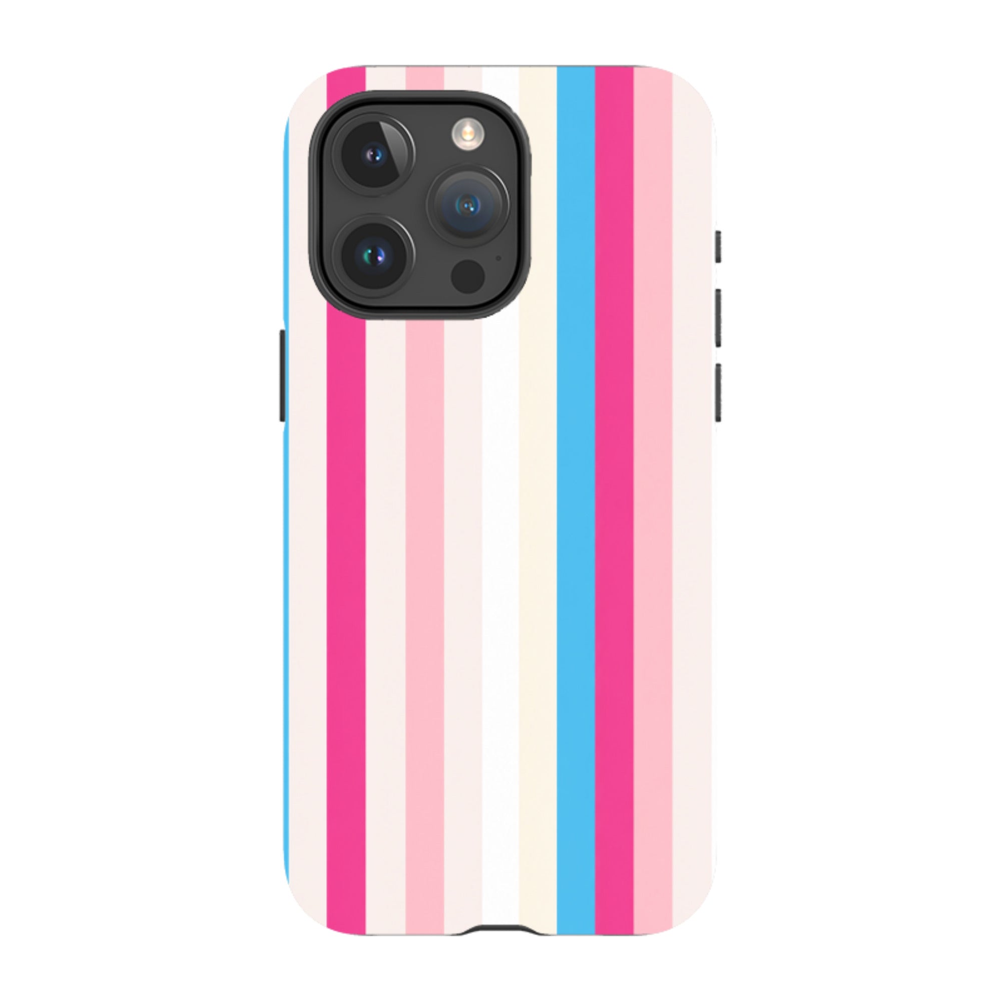 iPhone Tough Case - Pink, Blue & Cream Stripe