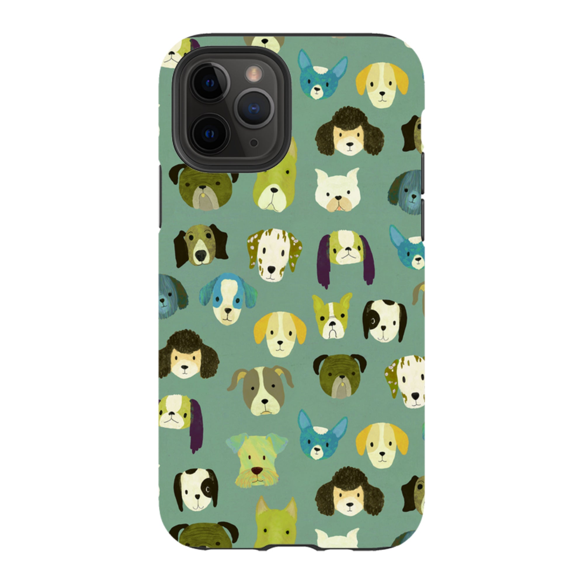 iPhone Tough Case - Dog Heads Green By Katherine Quinn