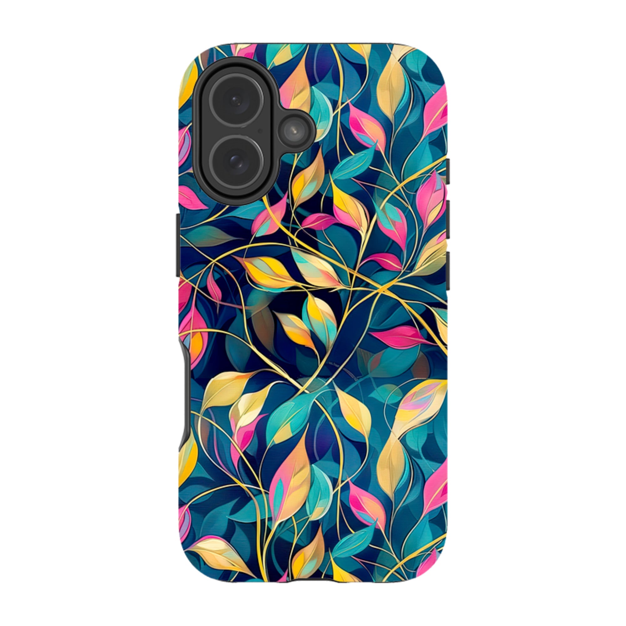 iPhone Case - Pink and Teal Leaves