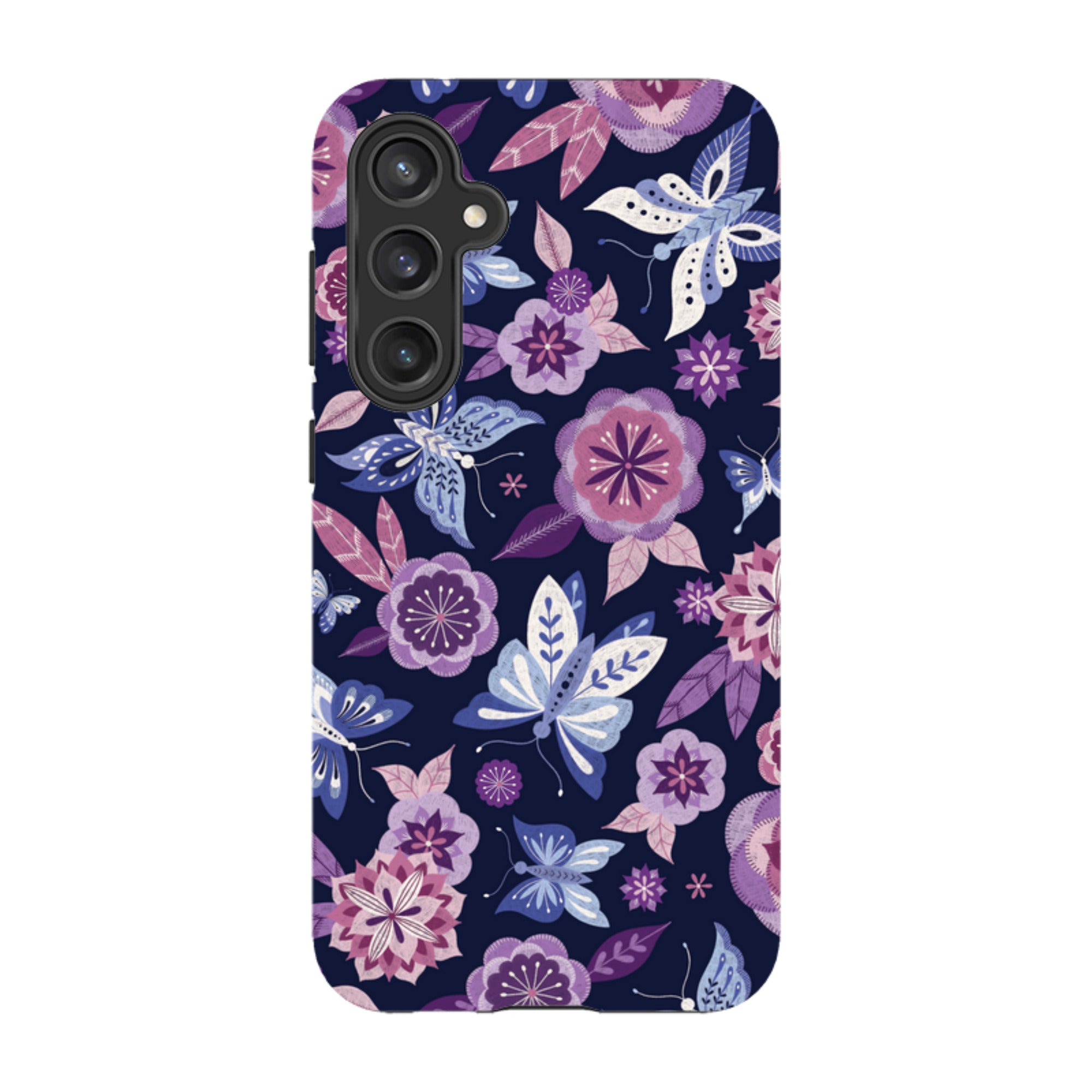 Samsung Tough Case - Butterfly Blooms Navy By Jenny Zemanek