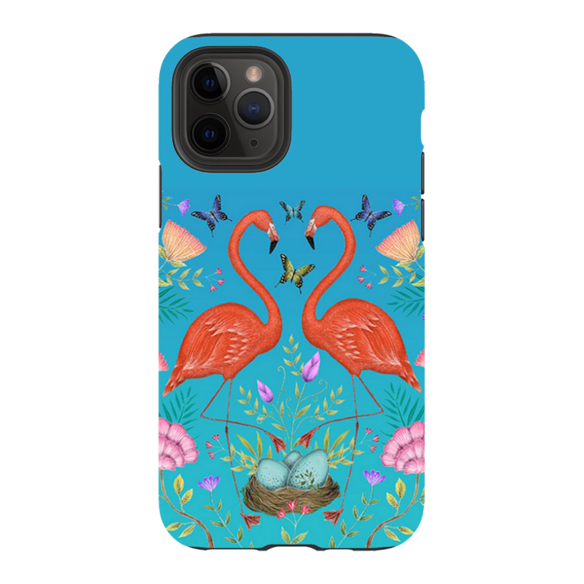 iPhone Tough Case - Flamingos And Flowers By Catherine Rowe