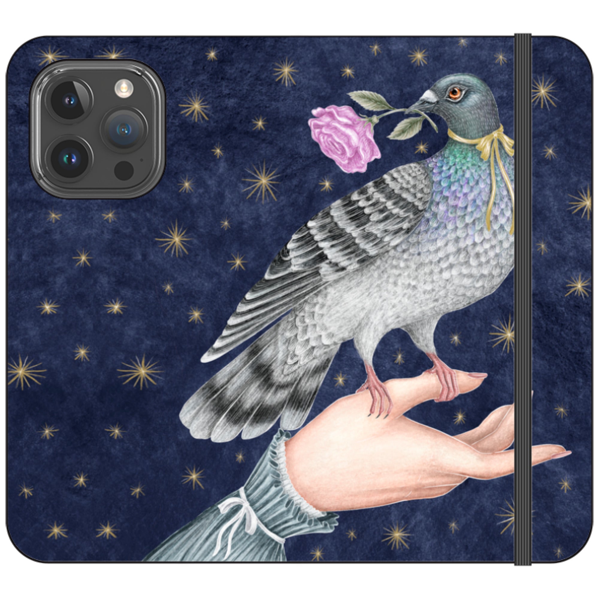 Pigeon With Rose Wallet Case By Catherine Rowe