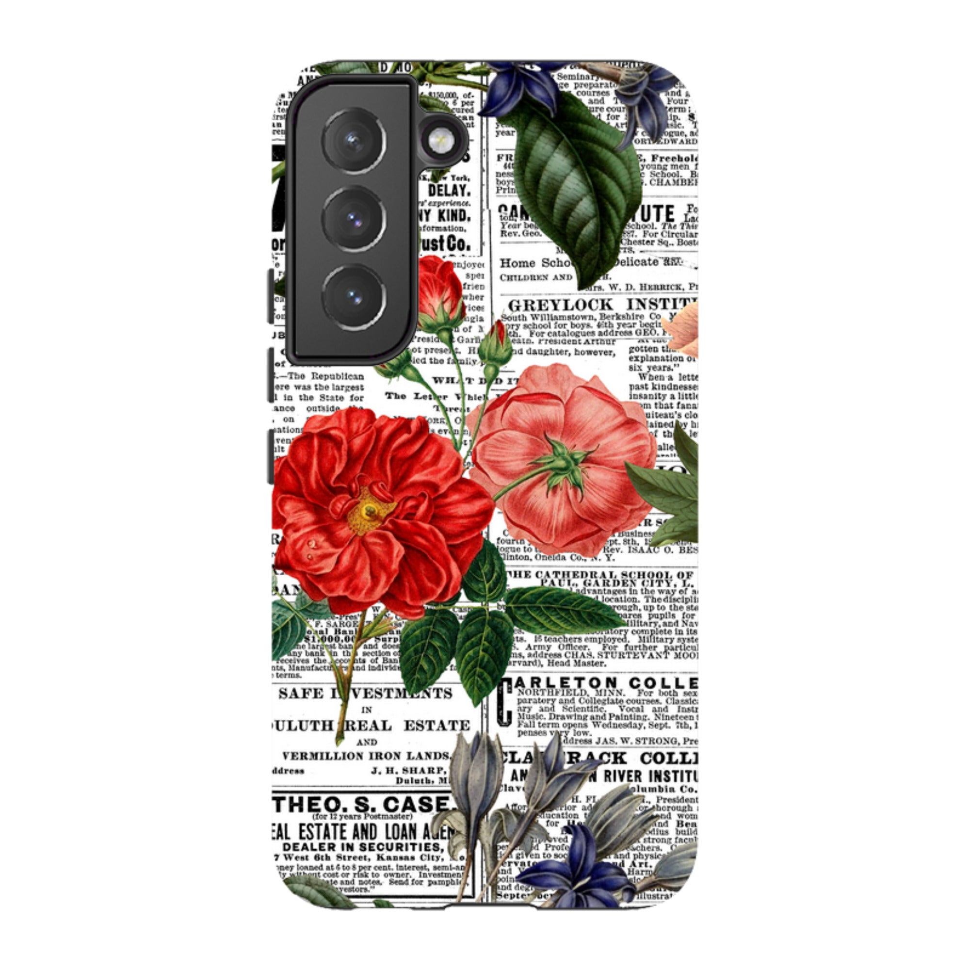 Samsung Tough Case - Floral Newsprint
