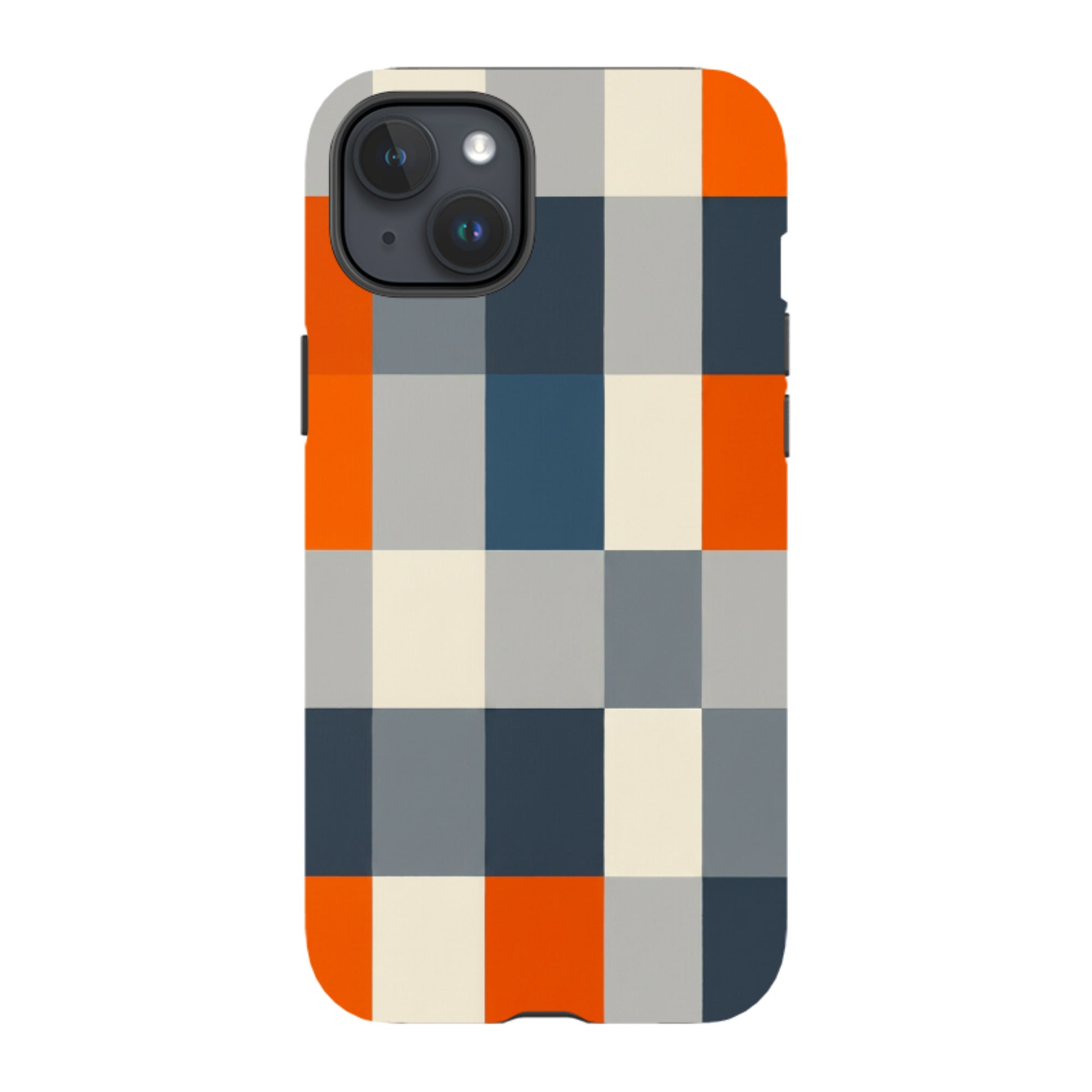 iPhone Tough Case - Navy Blue & Orange Plaid
