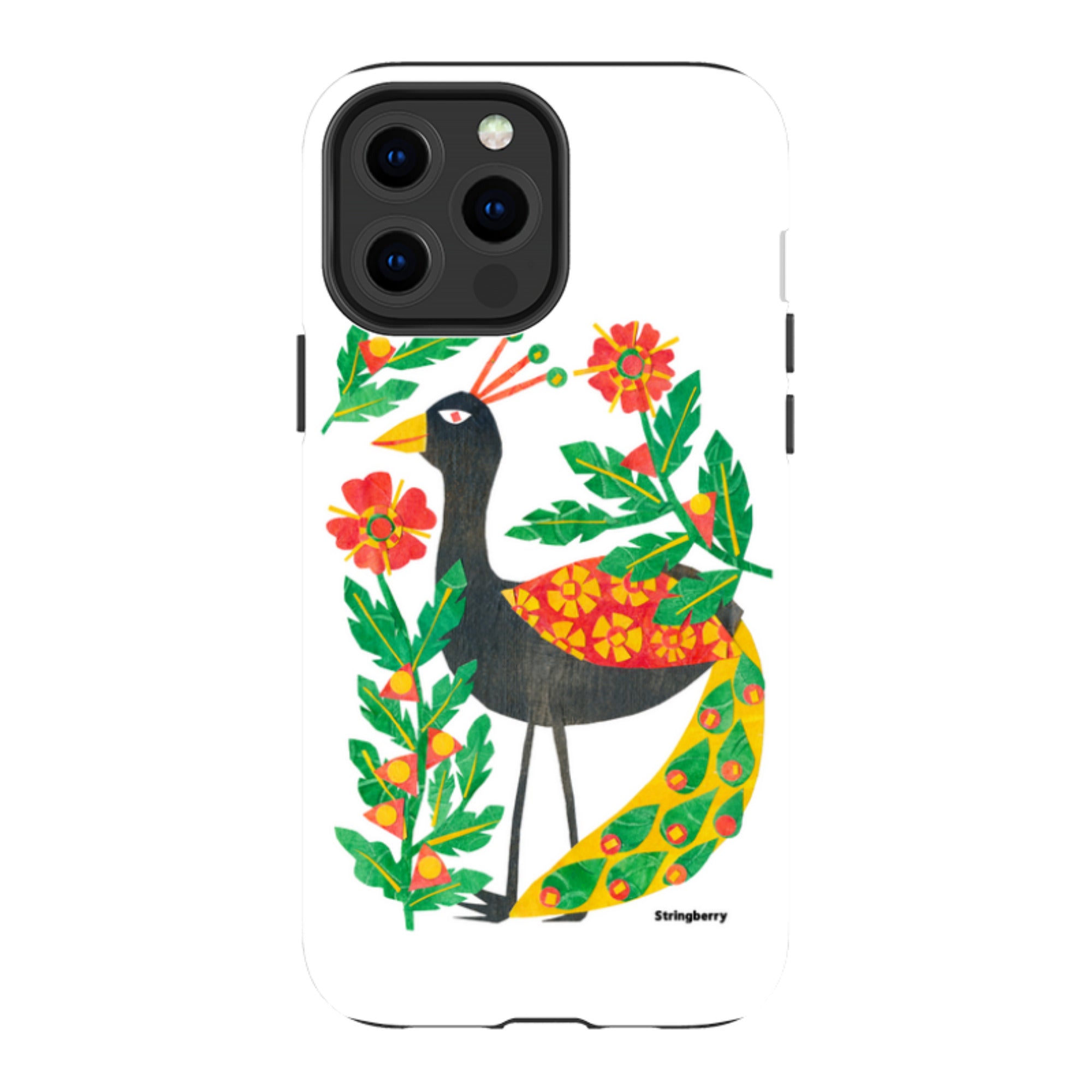 iPhone Tough Case - Folk Floral Peahen By Tracey English