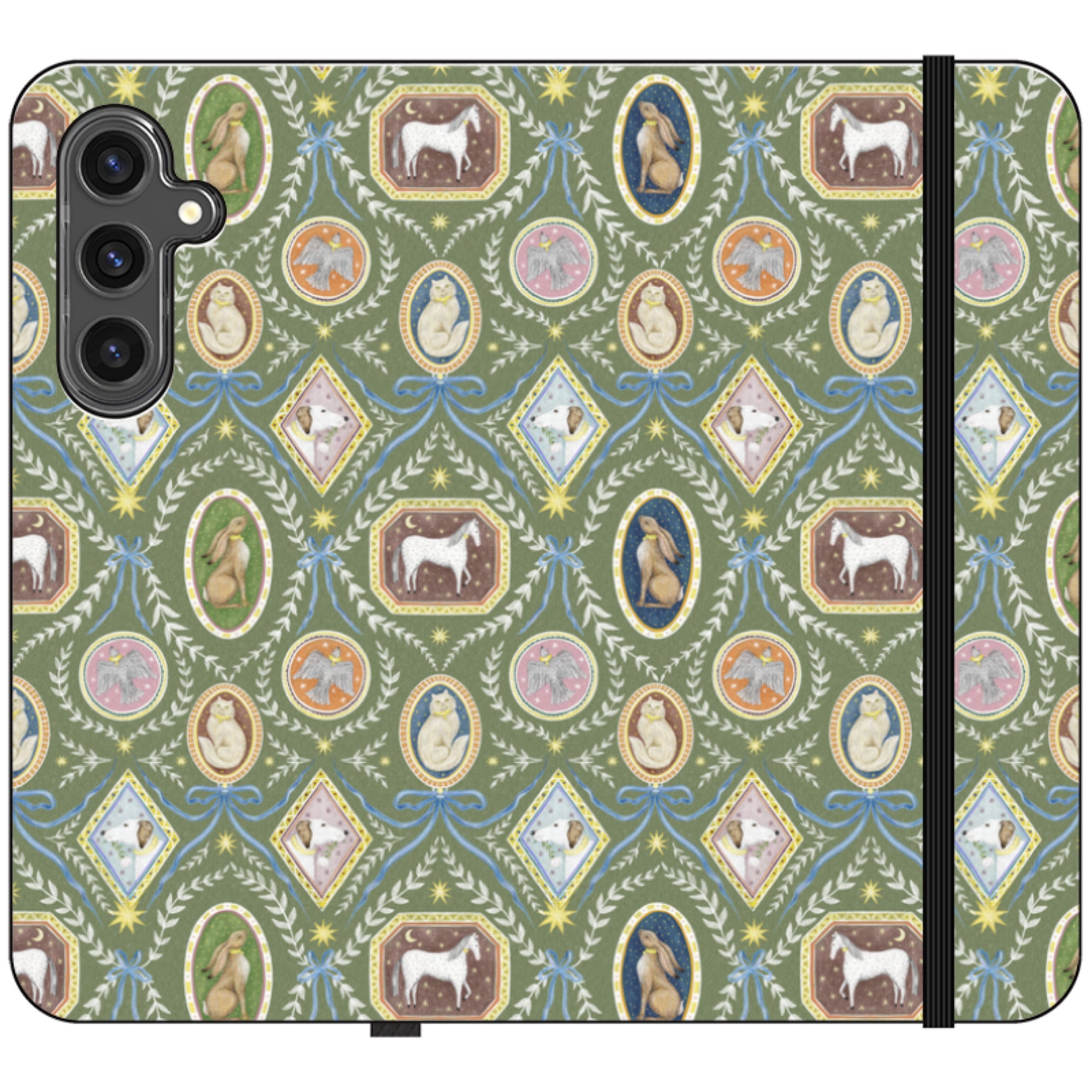 Charleston Moss Green Wallet Case By Catherine Rowe