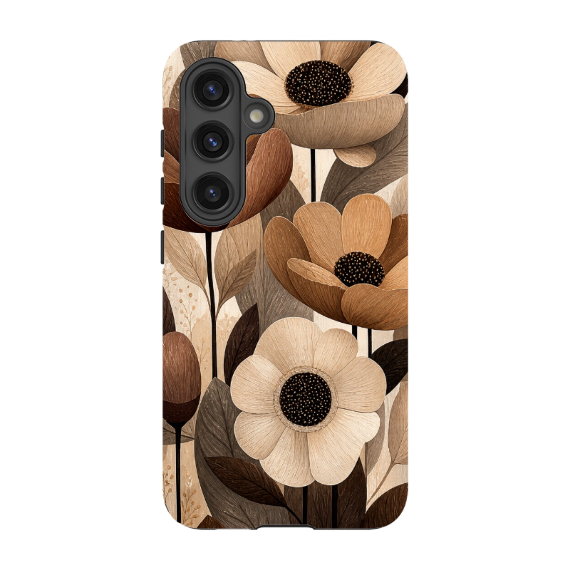 Samsung Tough Case - Chocolate Woodgrain Floral