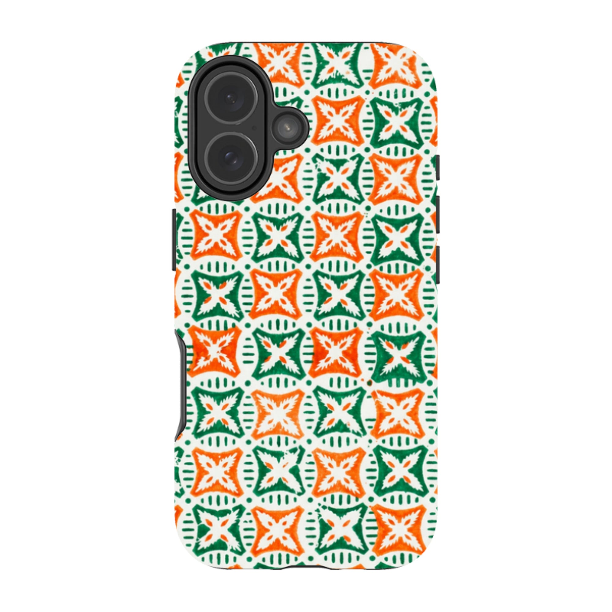 iPhone Tough Case - Orange & Green Tile
