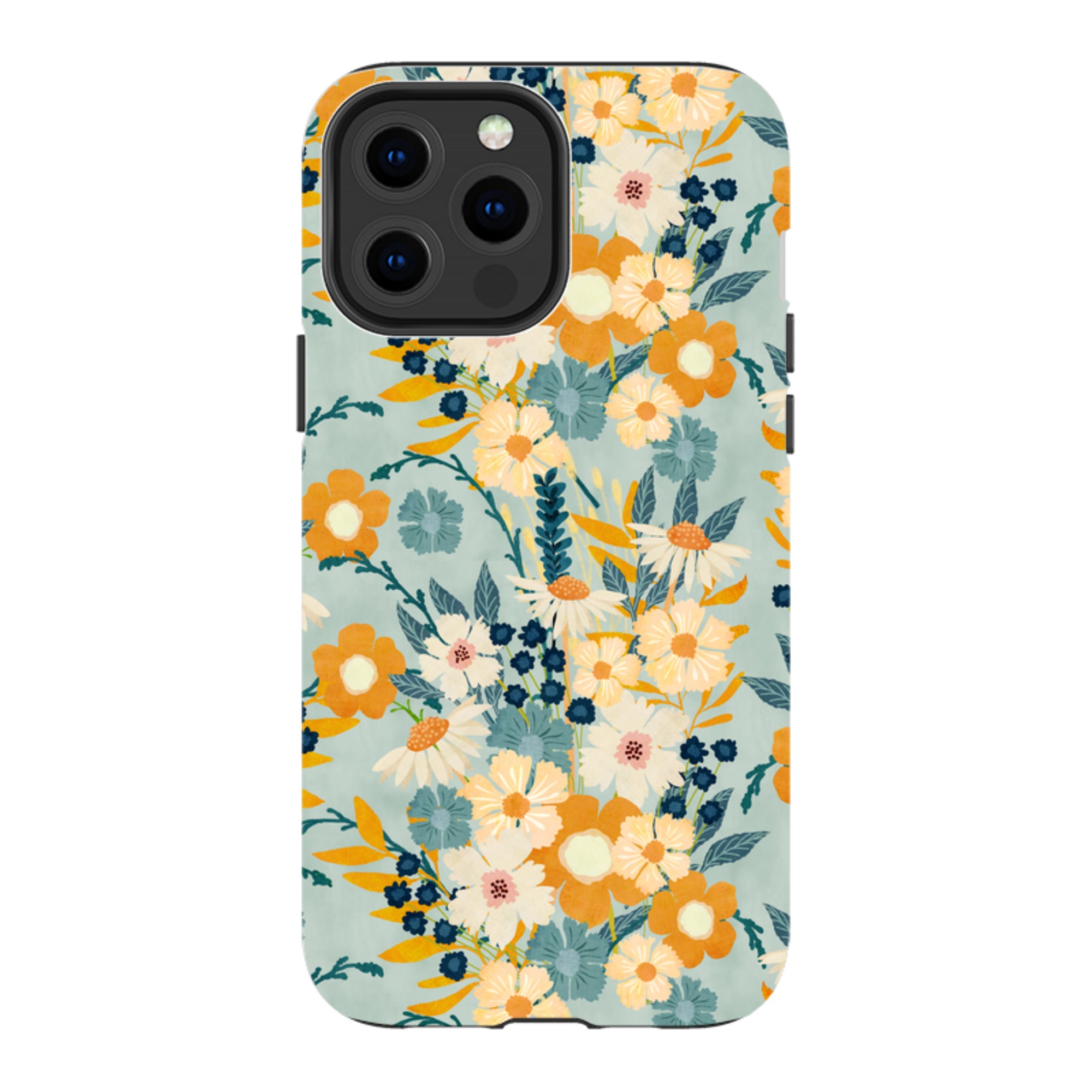 iPhone MagSafe Tough Case - Yellow And Blue Floral By Katherine Quinn