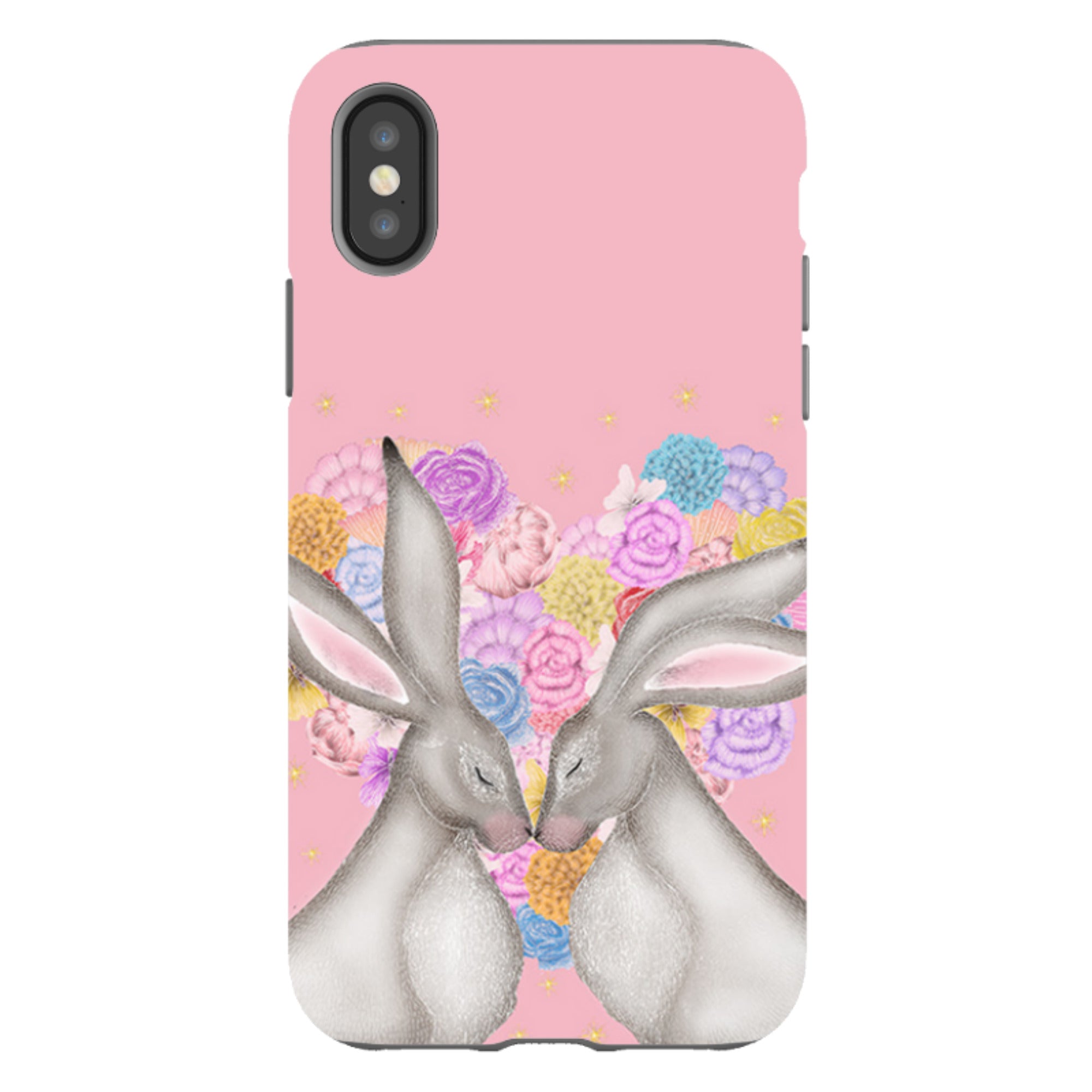 iPhone Tough Case - White Hares Rose Heart II By Catherine Rowe