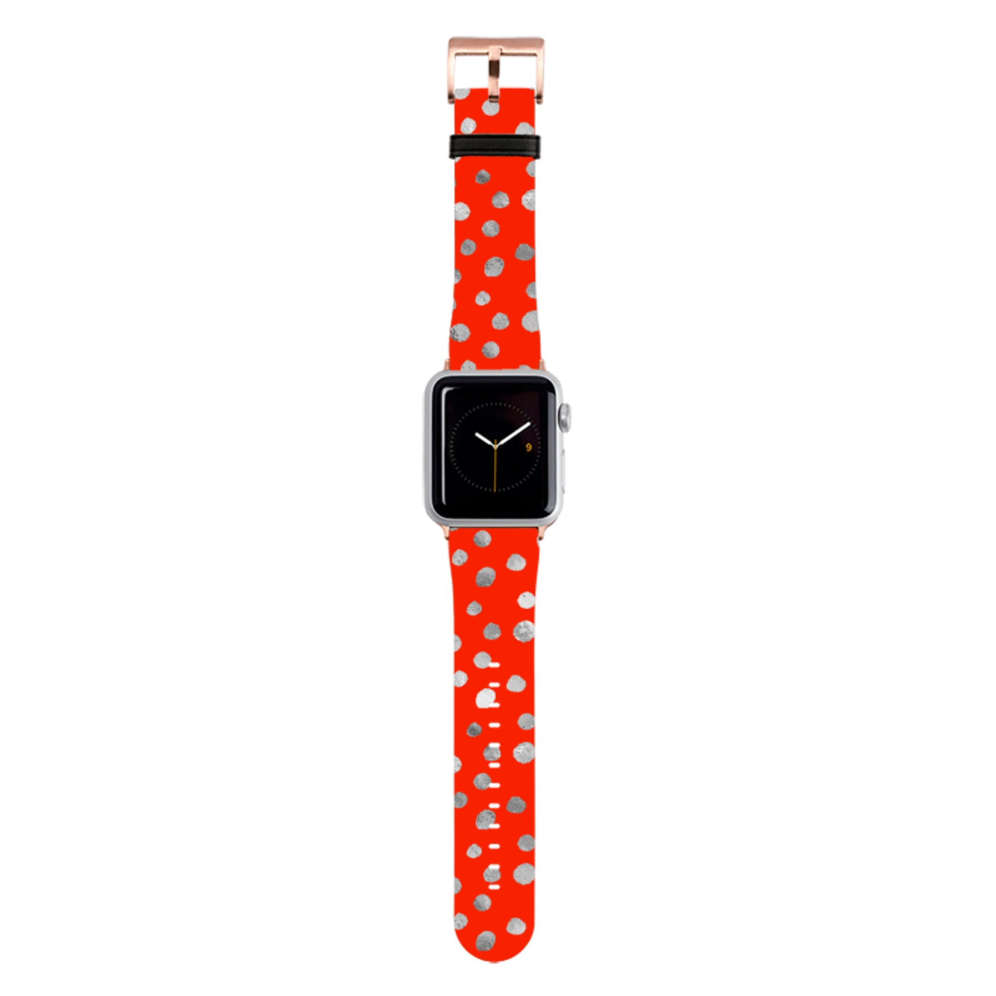Red and Silver Dots Apple Watch Strap