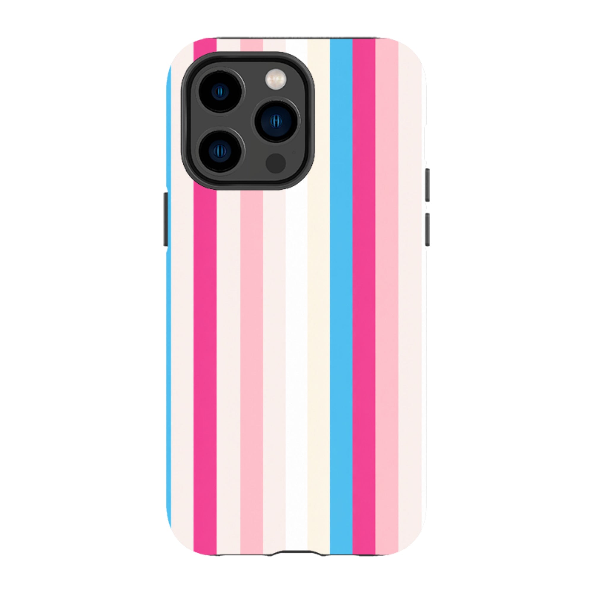 iPhone Tough Case - Pink, Blue & Cream Stripe