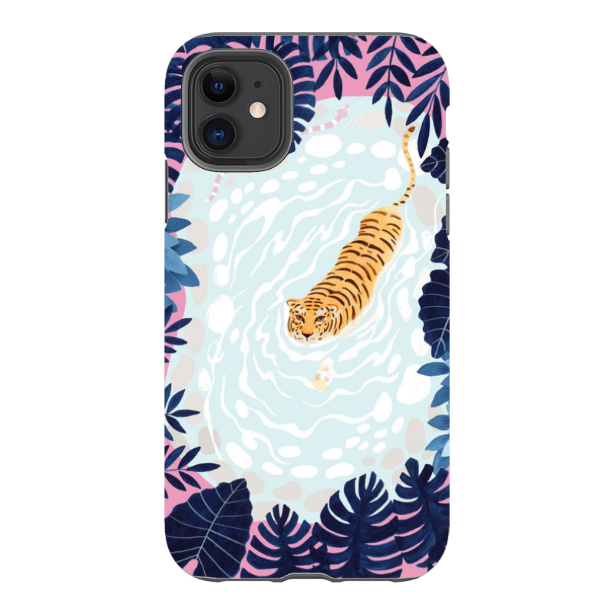 iPhone Tough Case - Swimming Tiger By Bex Parkin