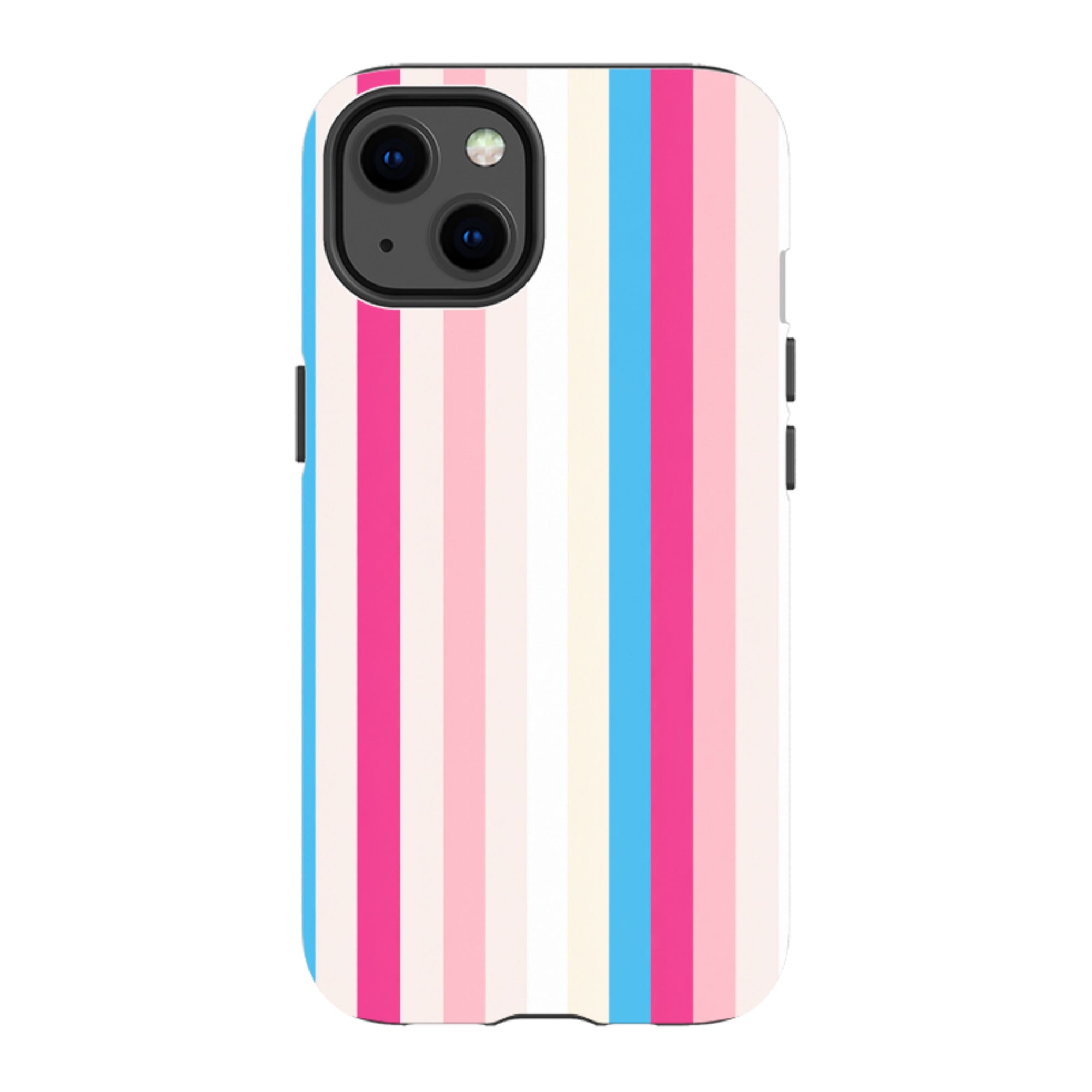 iPhone Tough Case - Pink, Blue & Cream Stripe