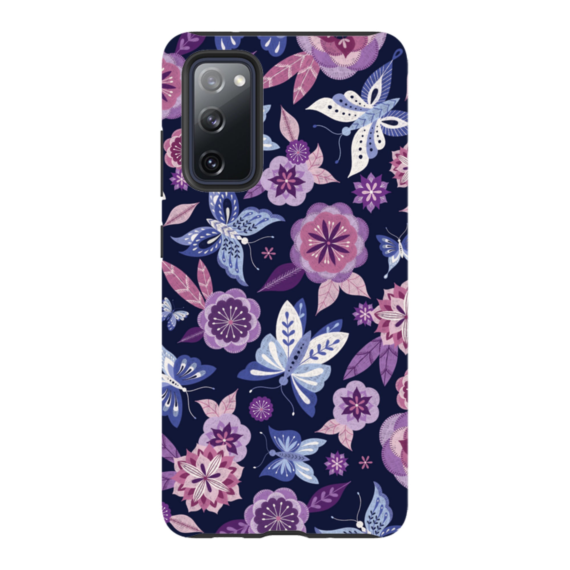 Samsung Tough Case - Butterfly Blooms Navy By Jenny Zemanek