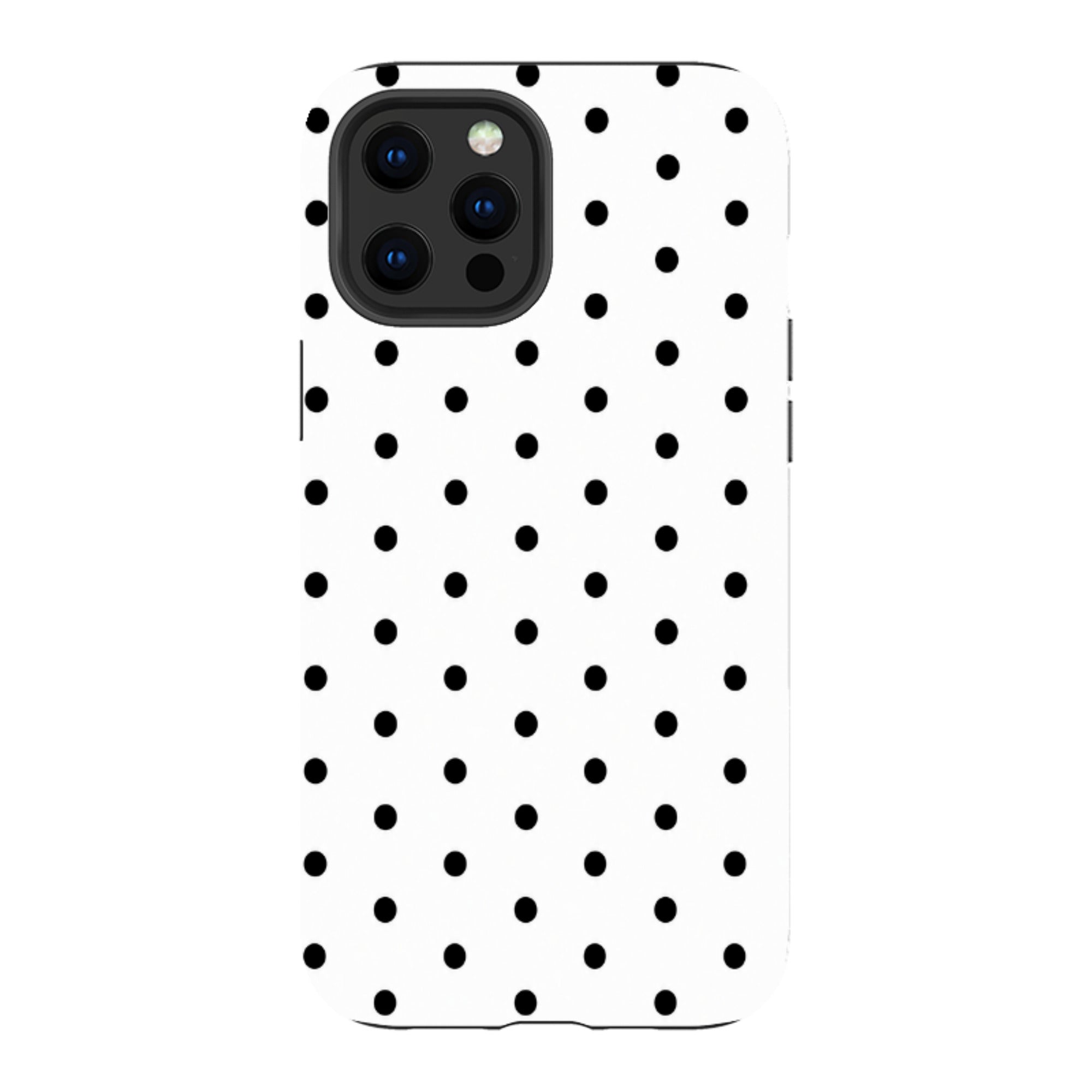 iPhone Tough Case - White & Black Polka Dot