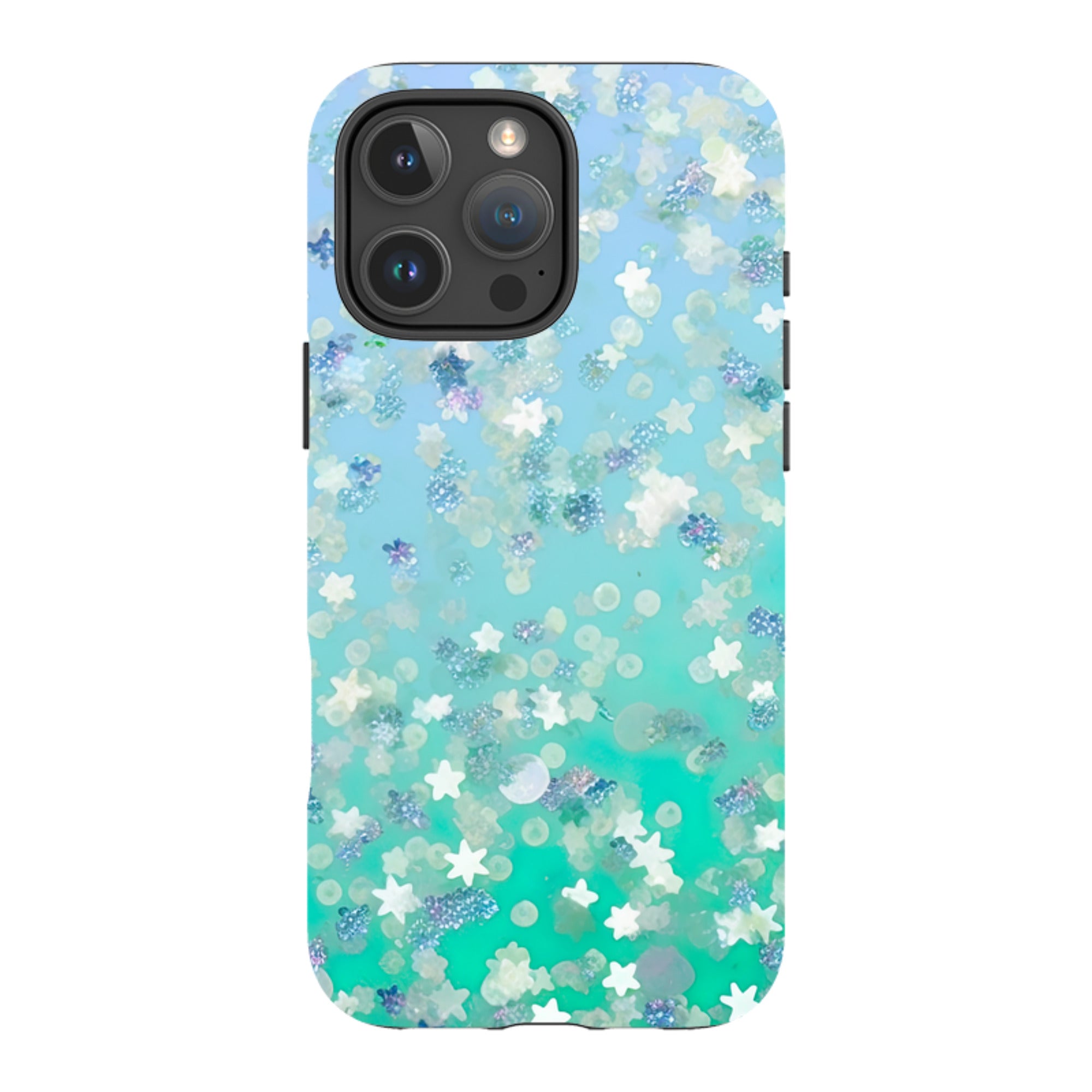 iPhone MagSafe Tough Case - Green Stars (case does not glitter)