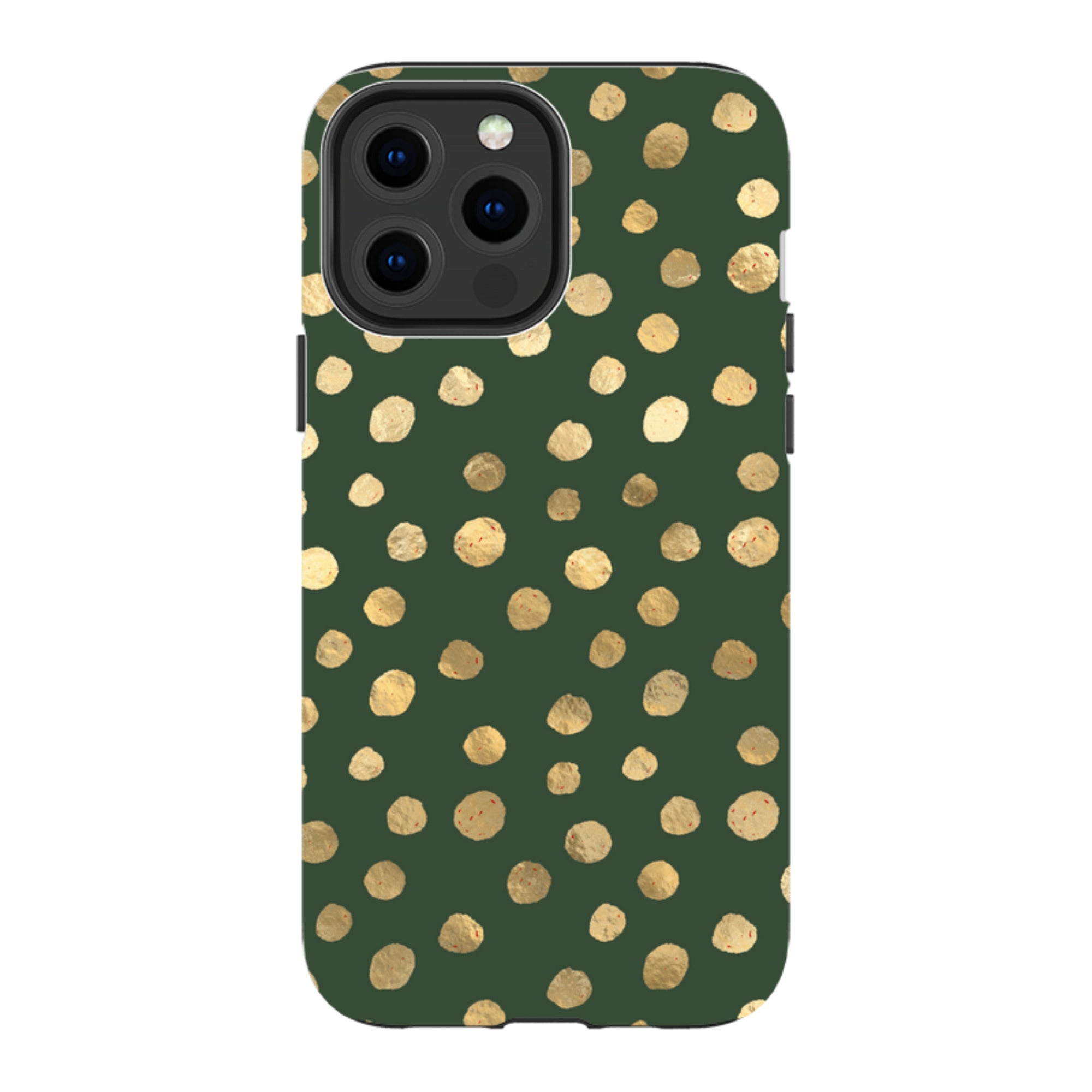 iPhone Tough Case - Green and Gold Dots