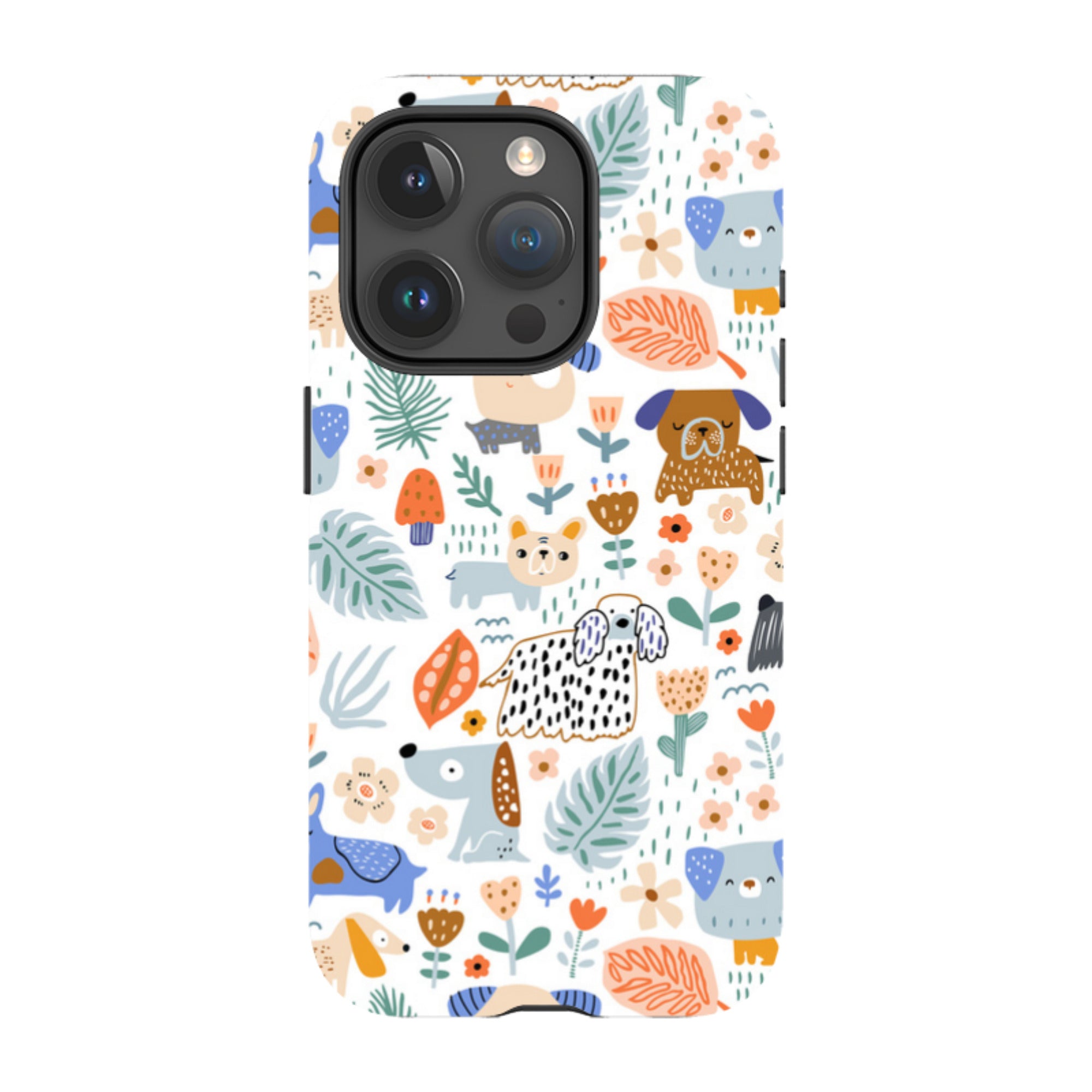 iPhone Tough Case - Dog Floral Pattern