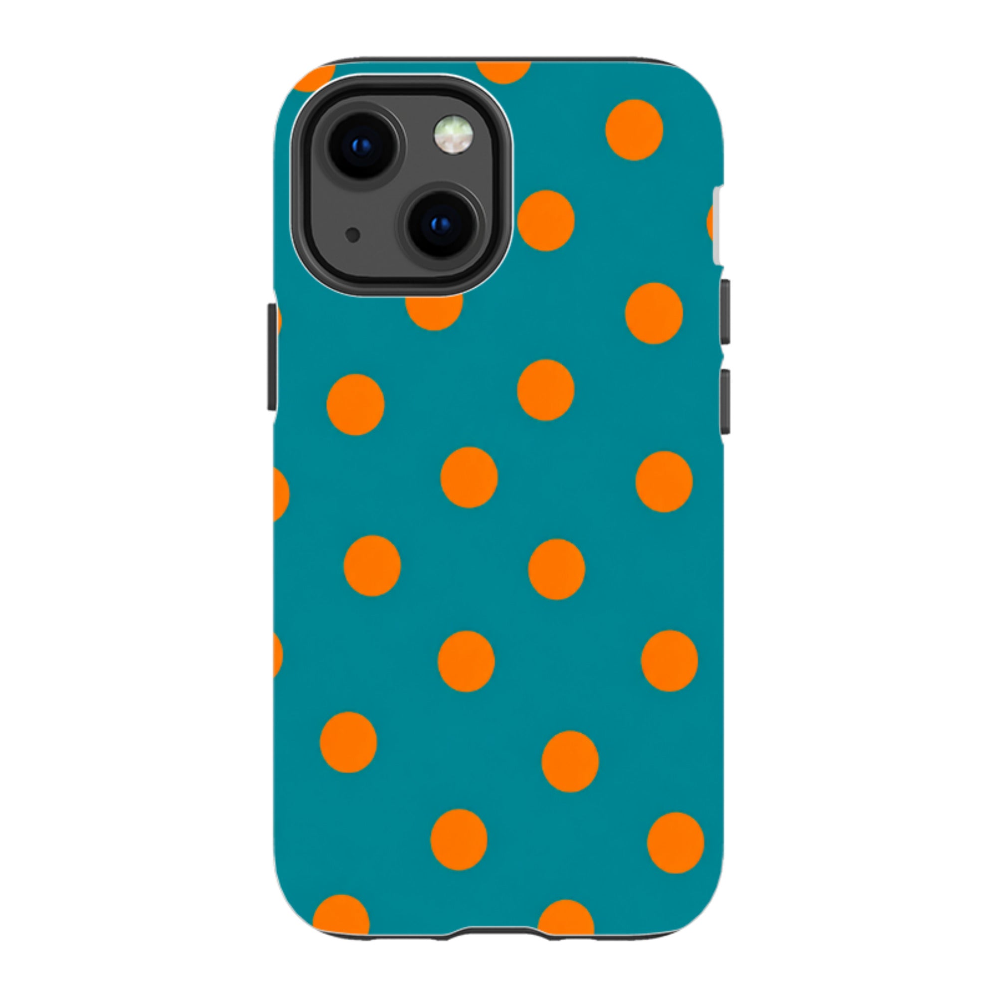 iPhone Tough Case - Teal & Orange Polka Dot
