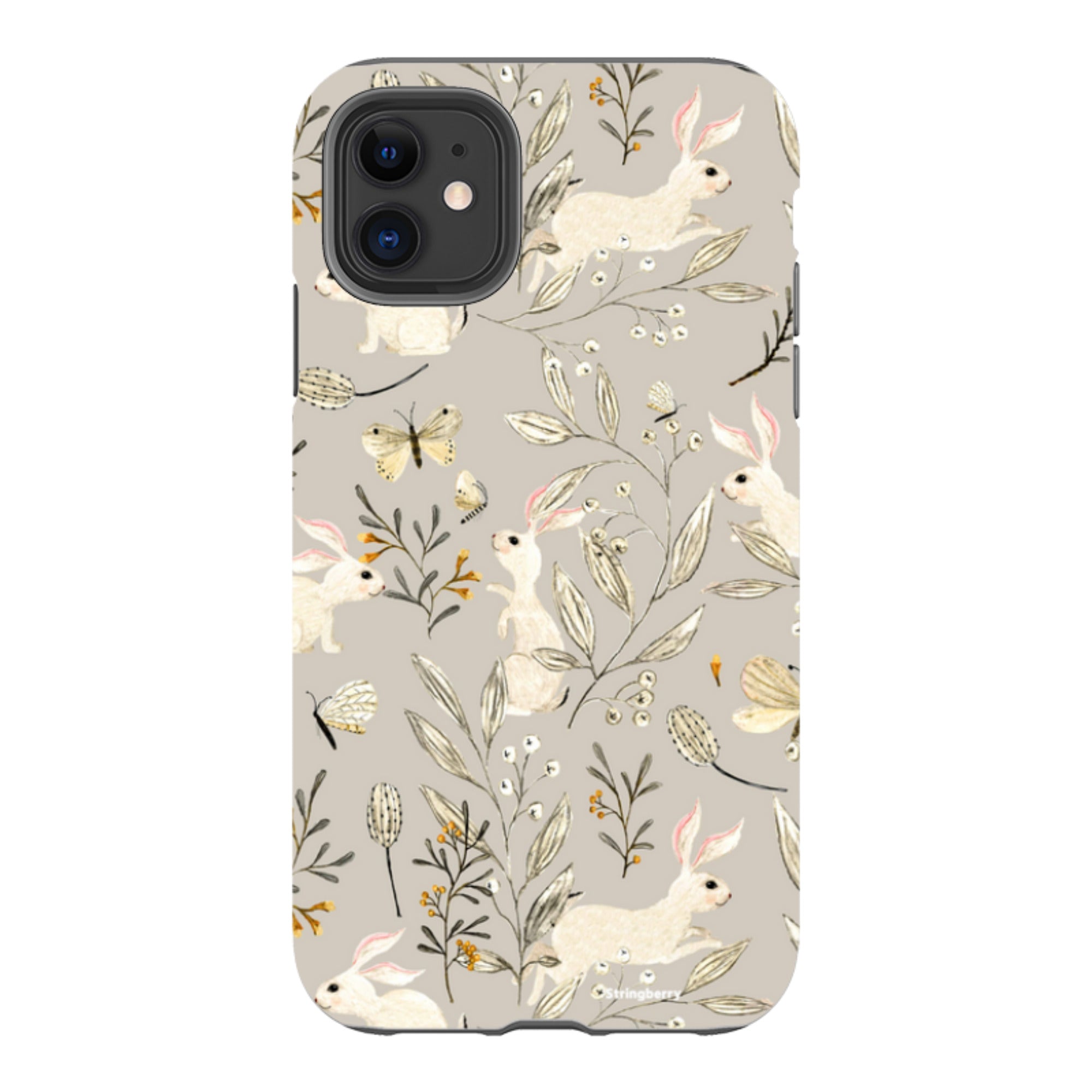 iPhone Tough Case - Bunnies Grey By Katherine Quinn