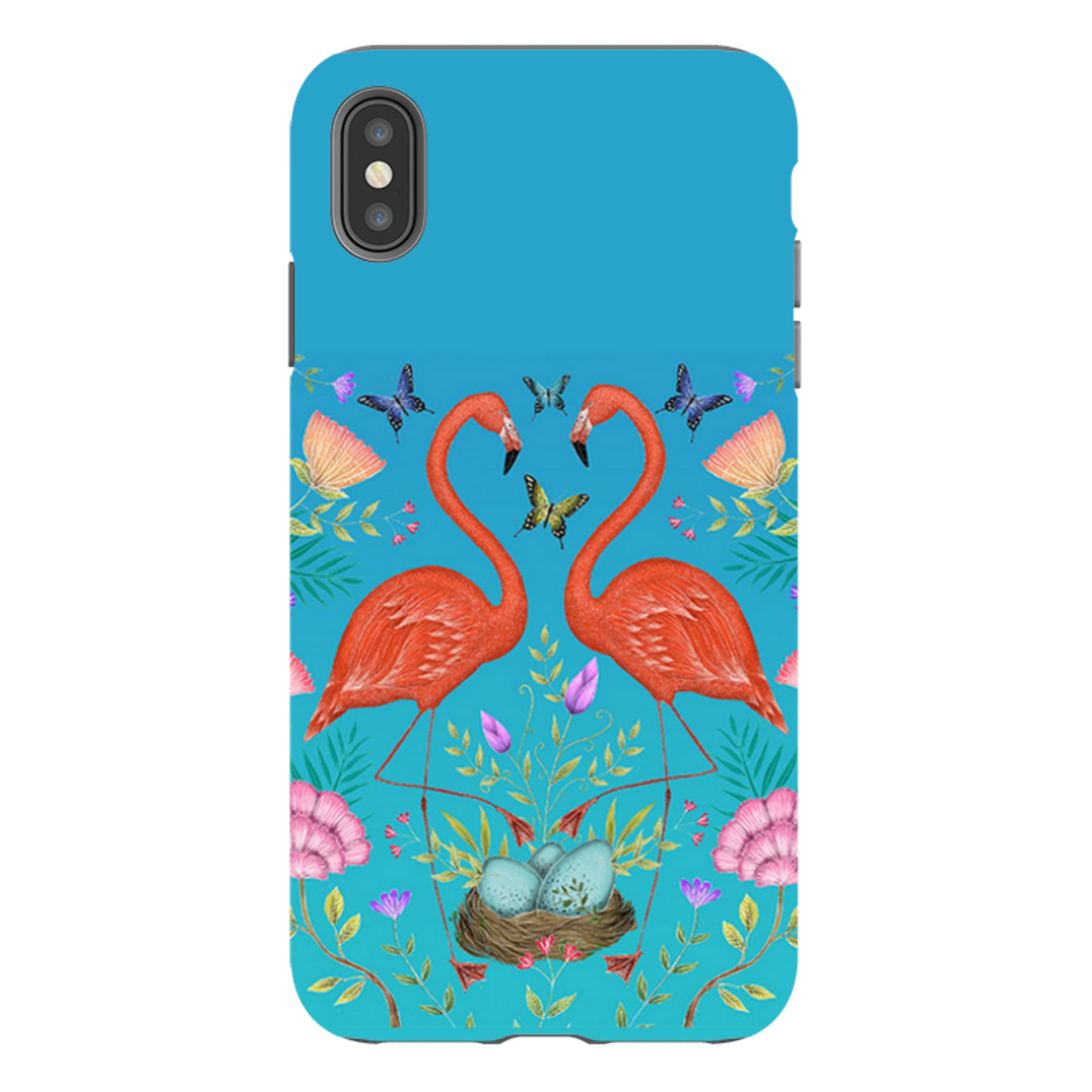 iPhone Tough Case - Flamingos And Flowers By Catherine Rowe