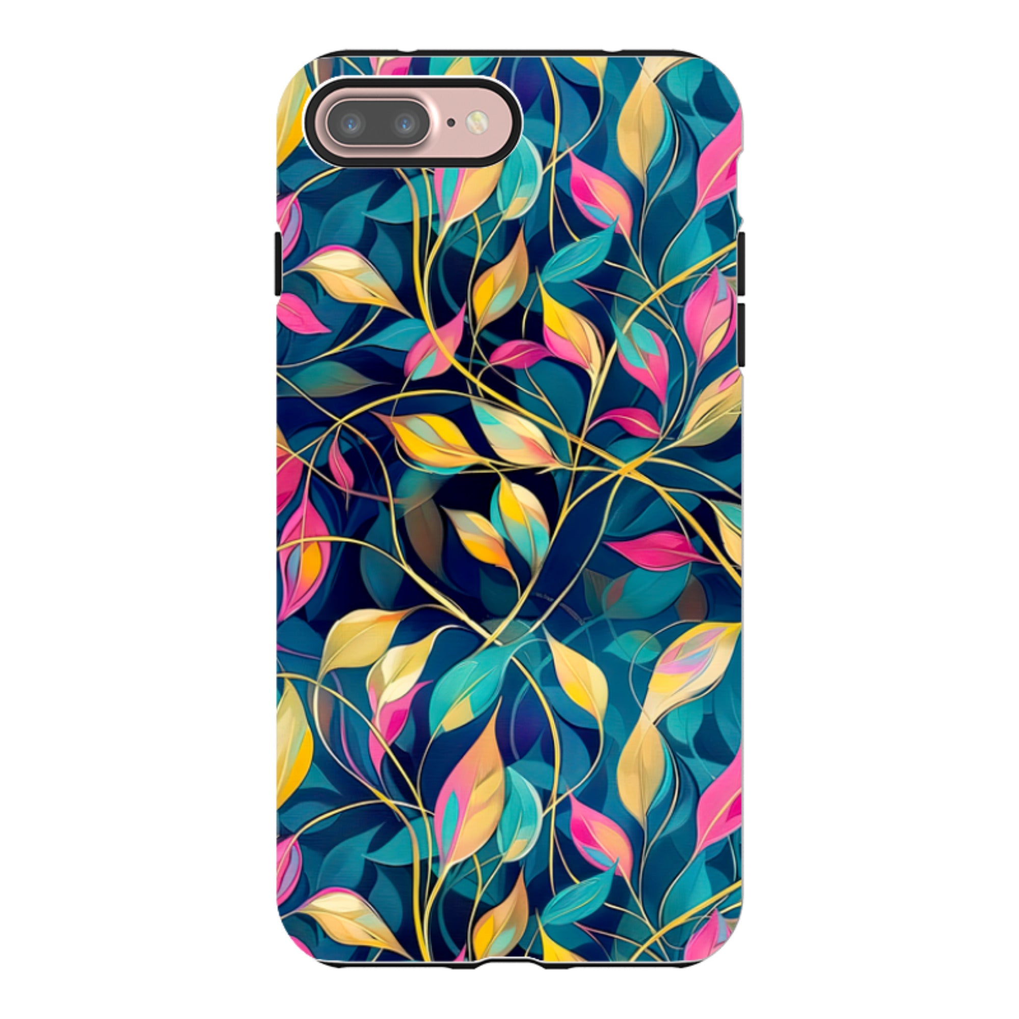 iPhone Case - Pink and Teal Leaves
