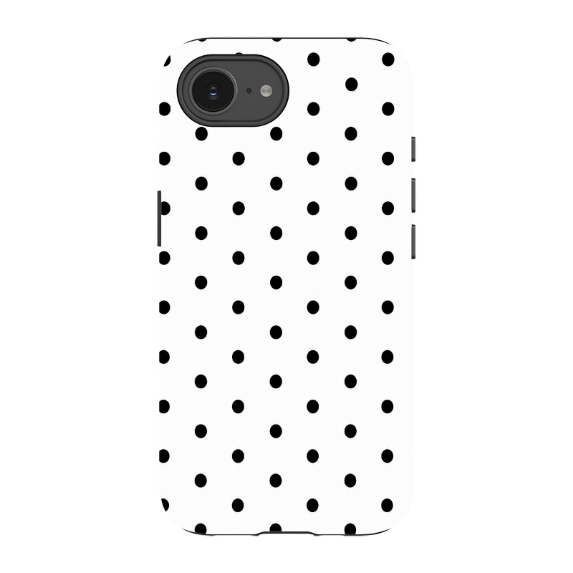 iPhone Tough Case - White & Black Polka Dot