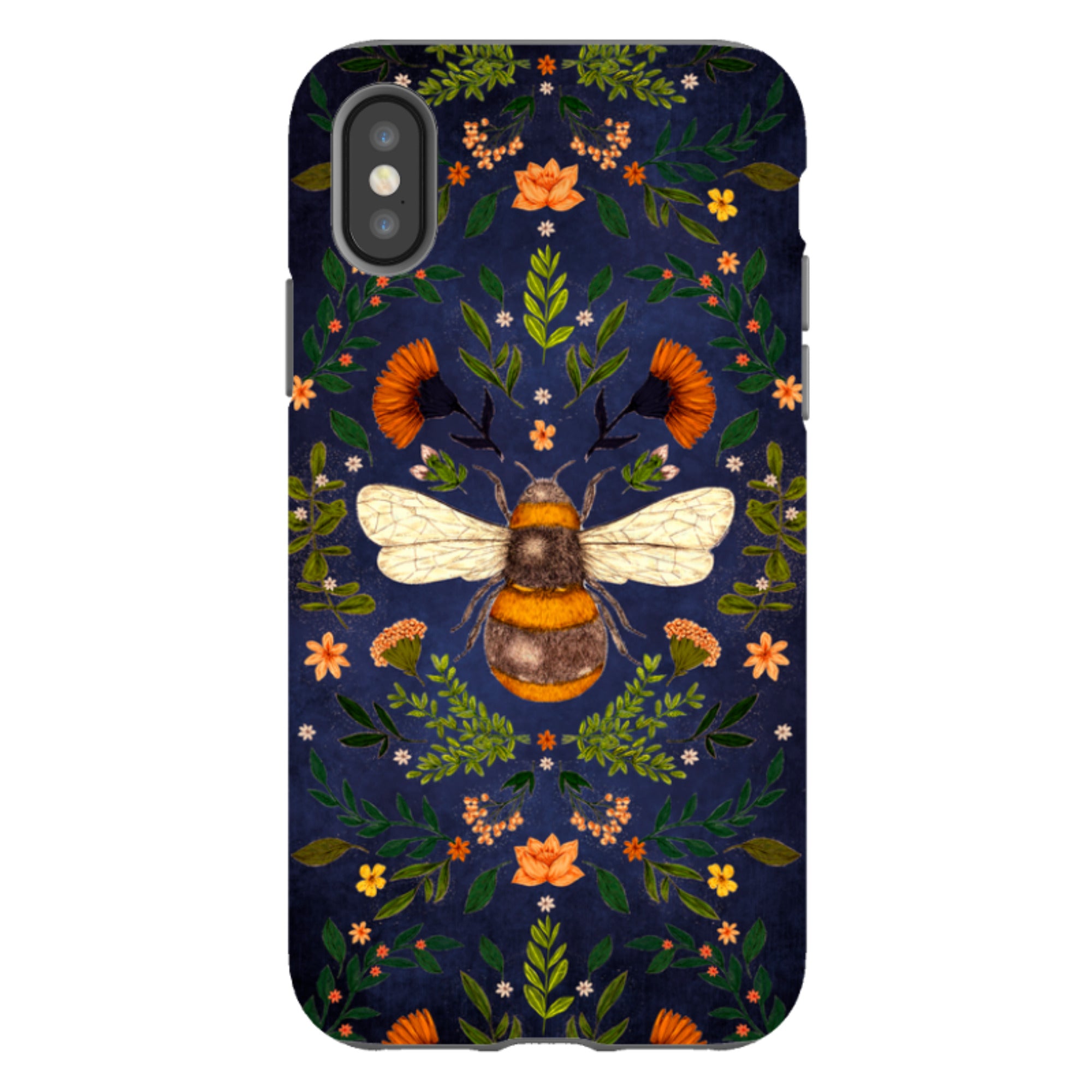 iPhone Tough Case - Botanical Bee Blue By Jade Mosinski