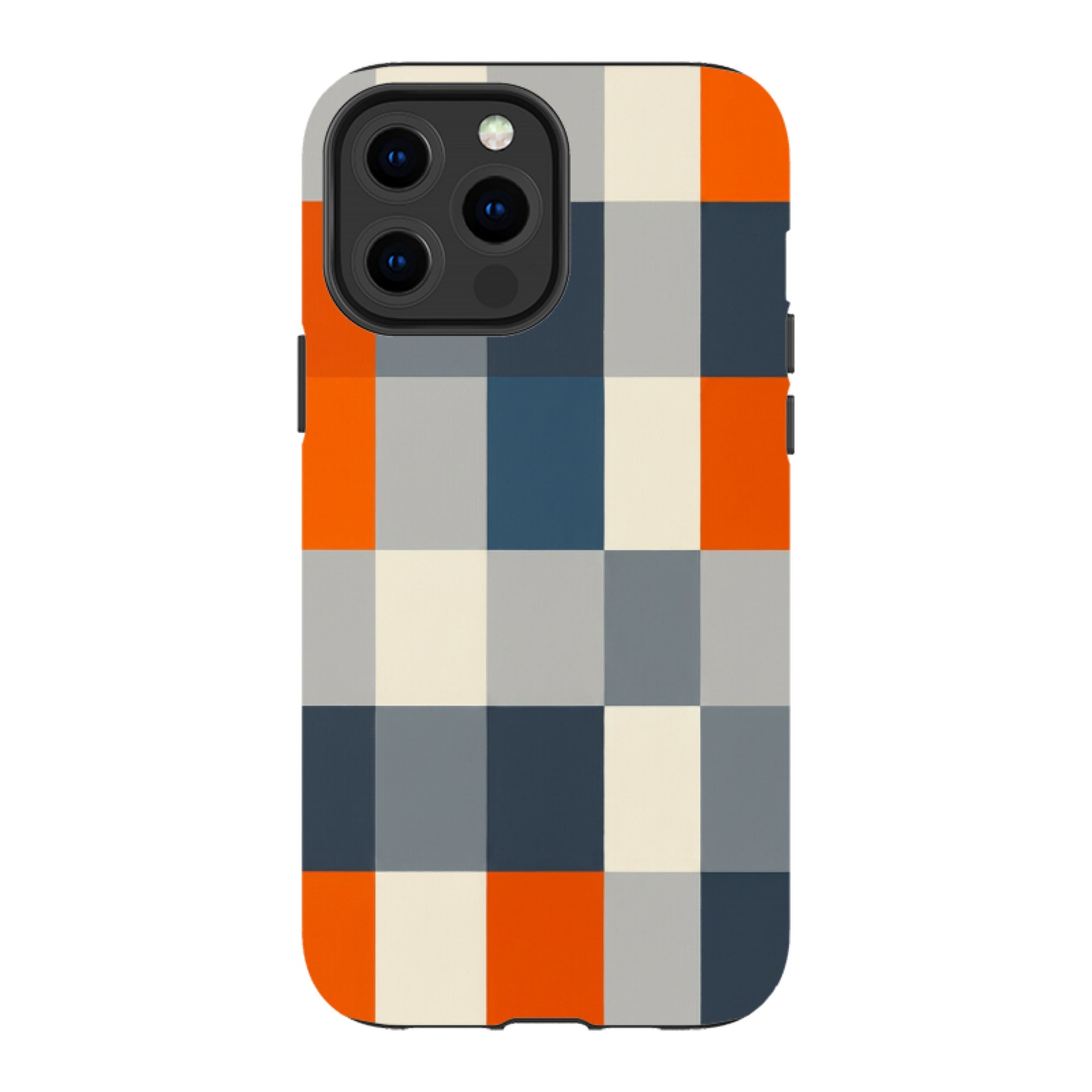 iPhone MagSafe Tough Case - Navy Blue & Orange Plaid