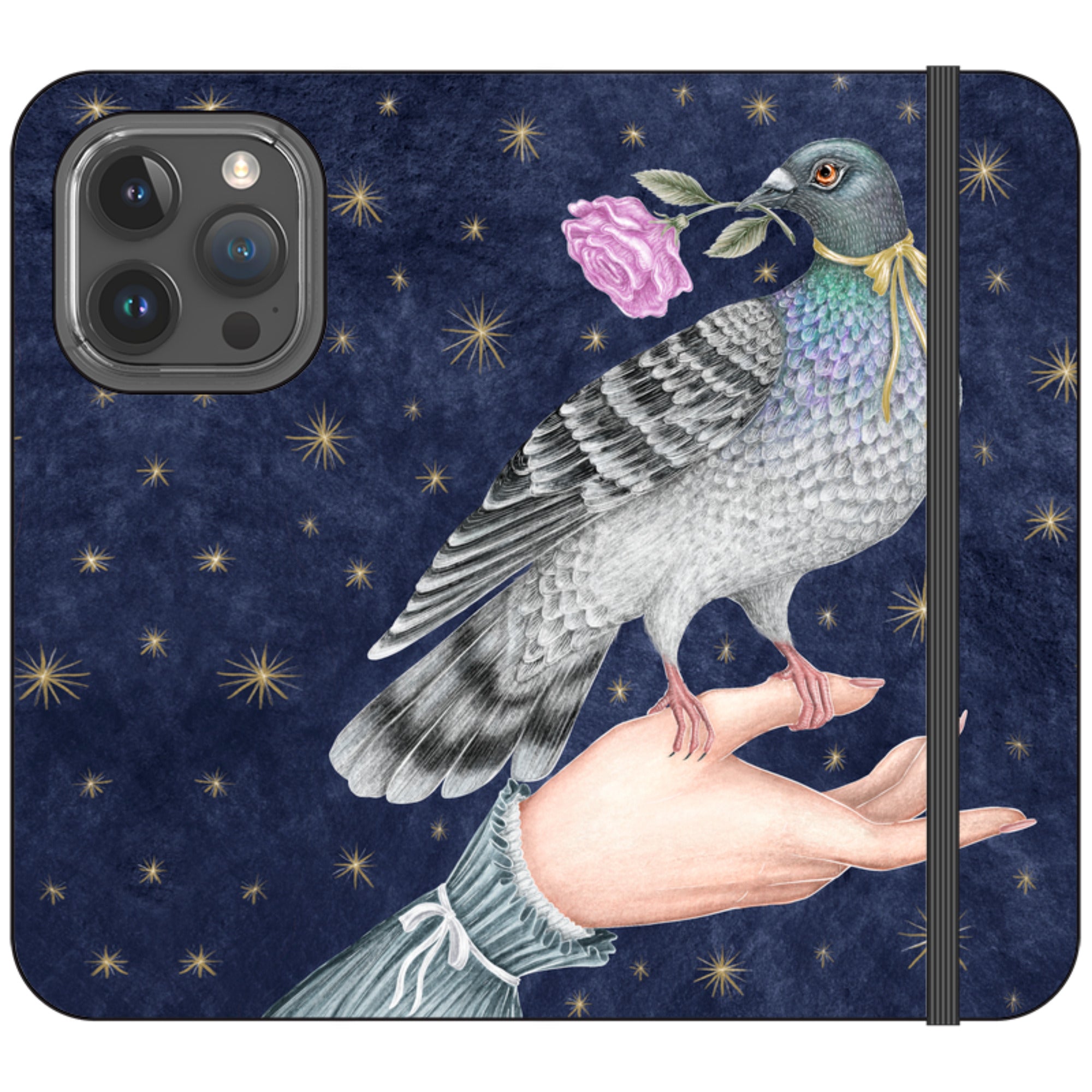 Pigeon With Rose Wallet Case By Catherine Rowe