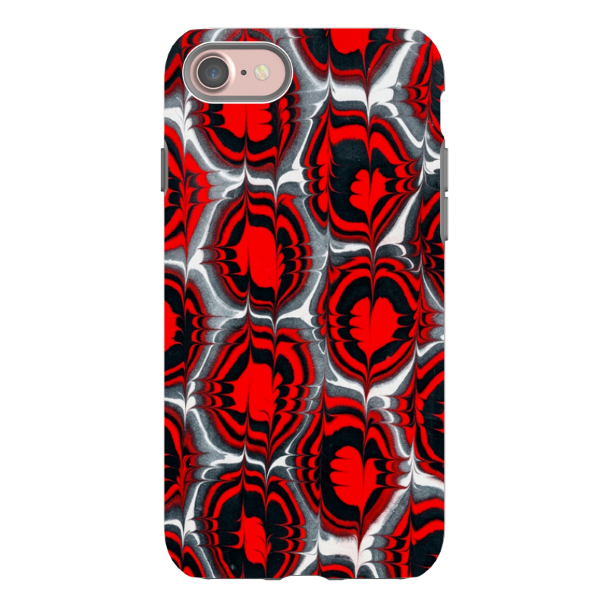 iPhone Tough Case - Red & Black Marble