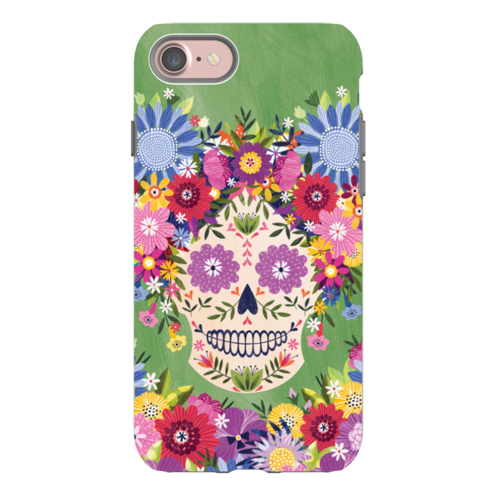 iPhone Tough Case - Sugar Skull Green By Ali Brookes