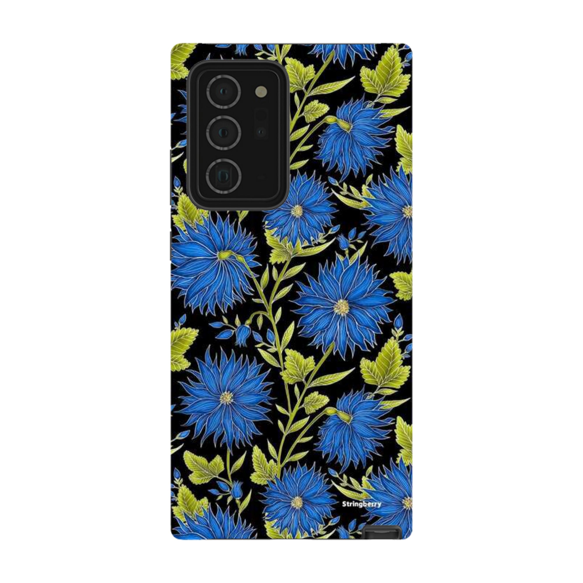 Samsung Tough Case - Blue Flowers Black By Catherine Rowe