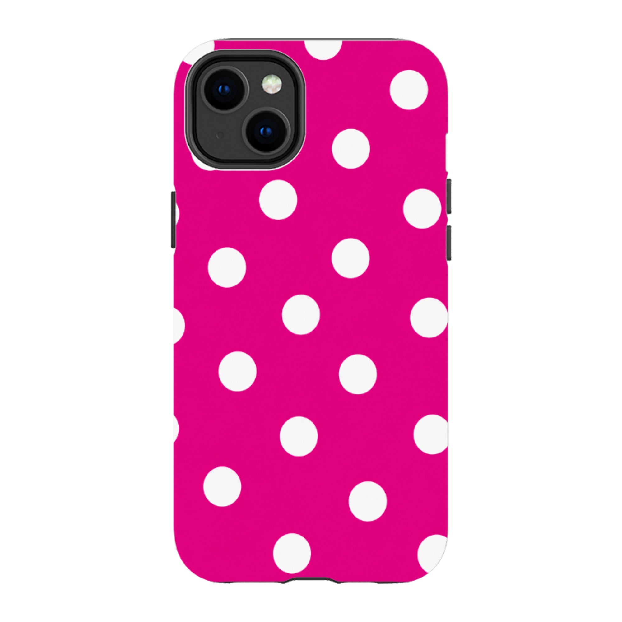 iPhone Tough Case - Hot Pink & White Polka Dot