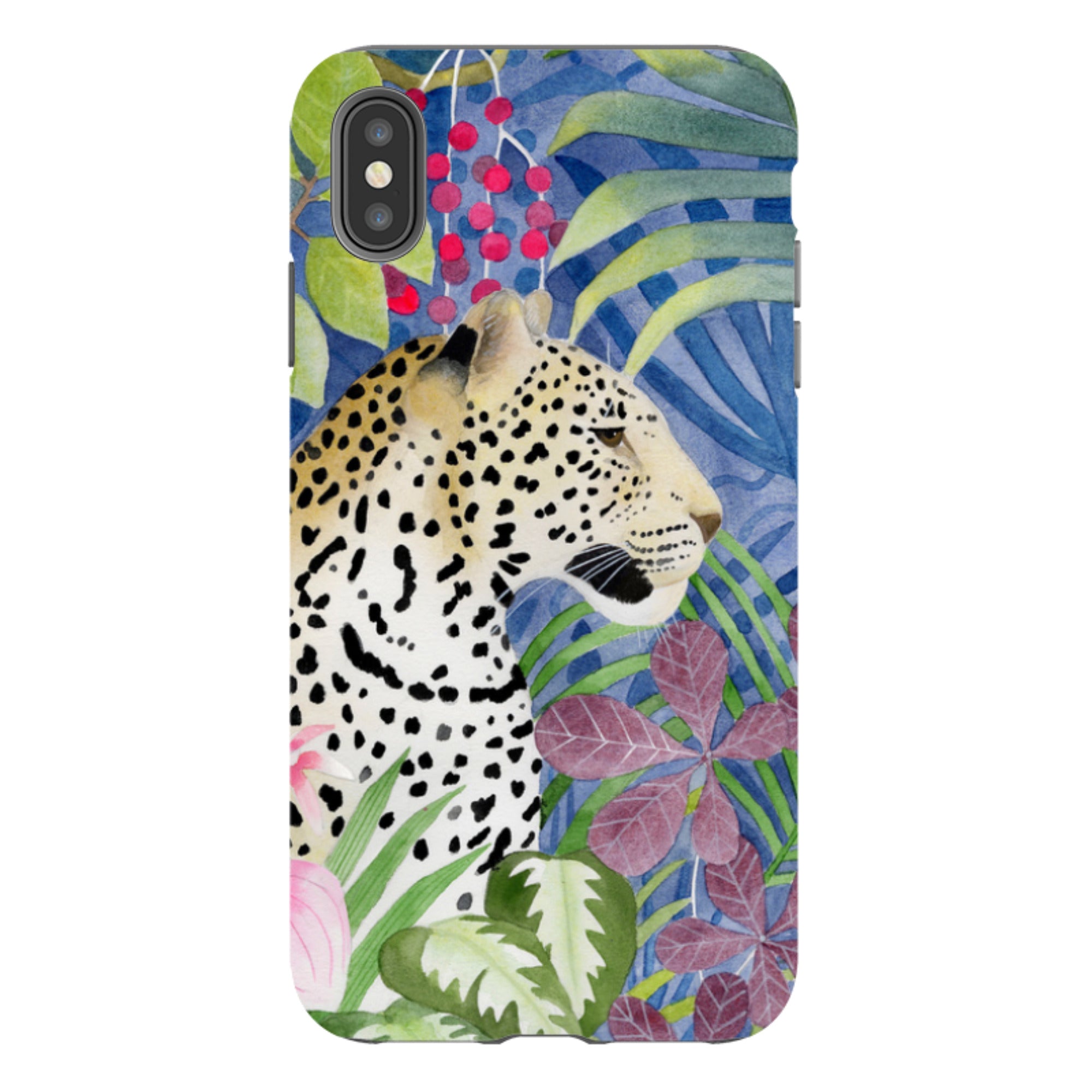 iPhone Tough Case - Blue Jungle Leopard By Bex Parkin