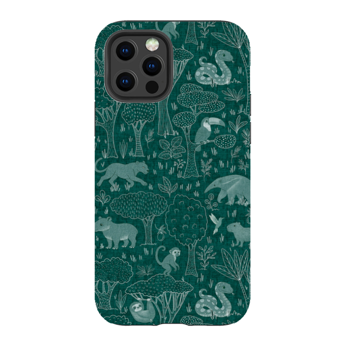 iPhone Tough Case - Tropical Jungle Animals teal By Katherine Quinn