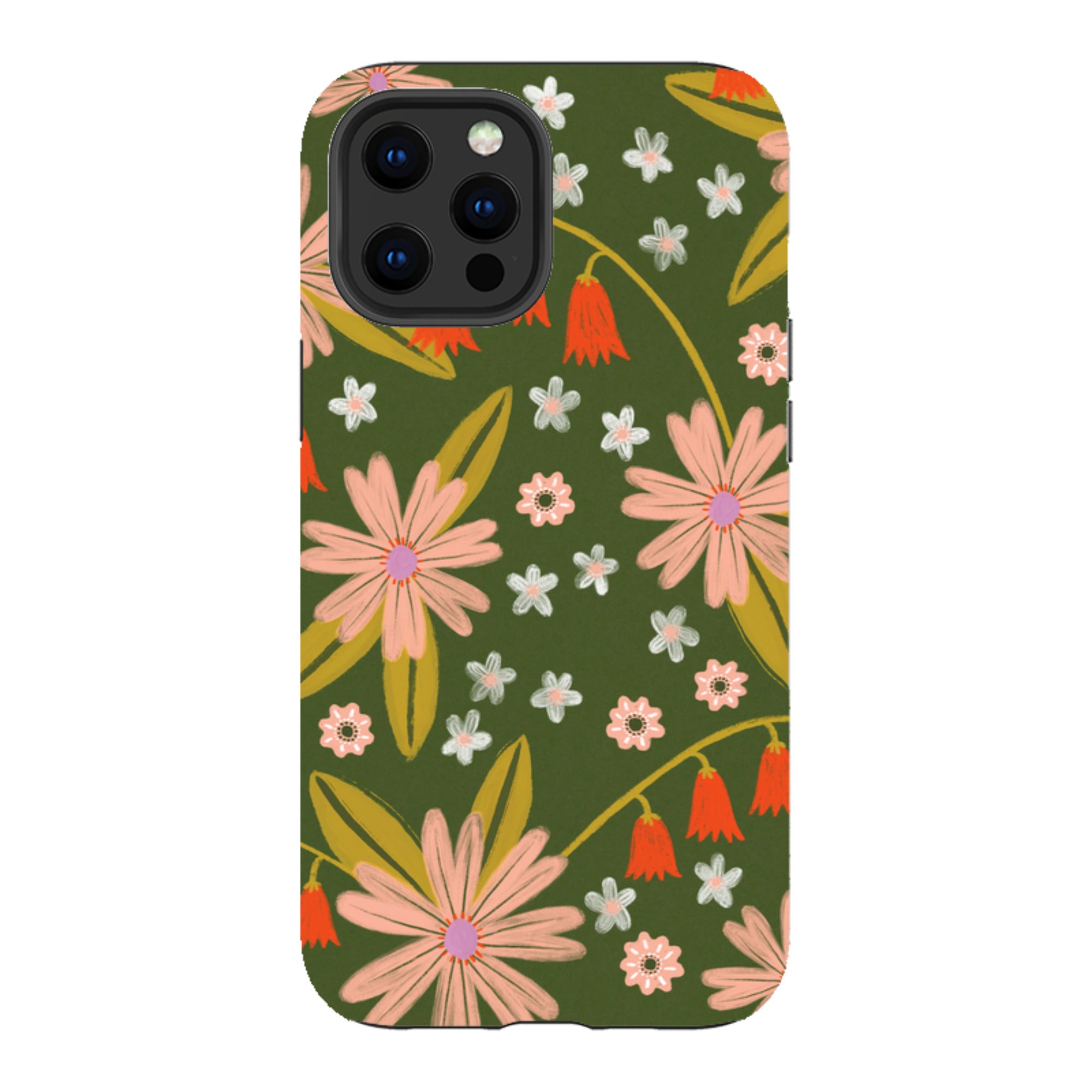 iPhone Tough Case - Red and Green Floral Pattern By Lee Foster Wilson