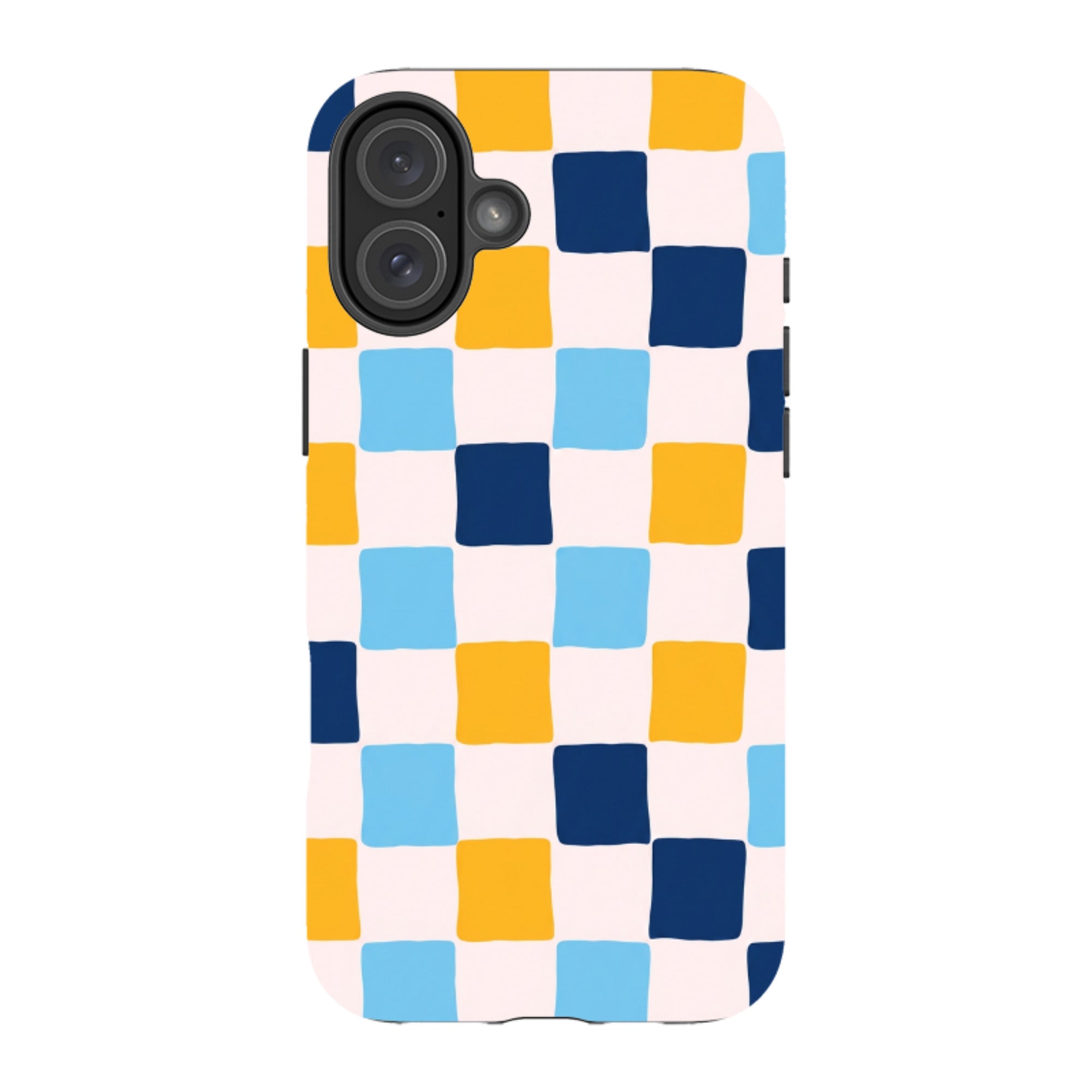 iPhone Tough Case - Blue & Yellow Checkerboard