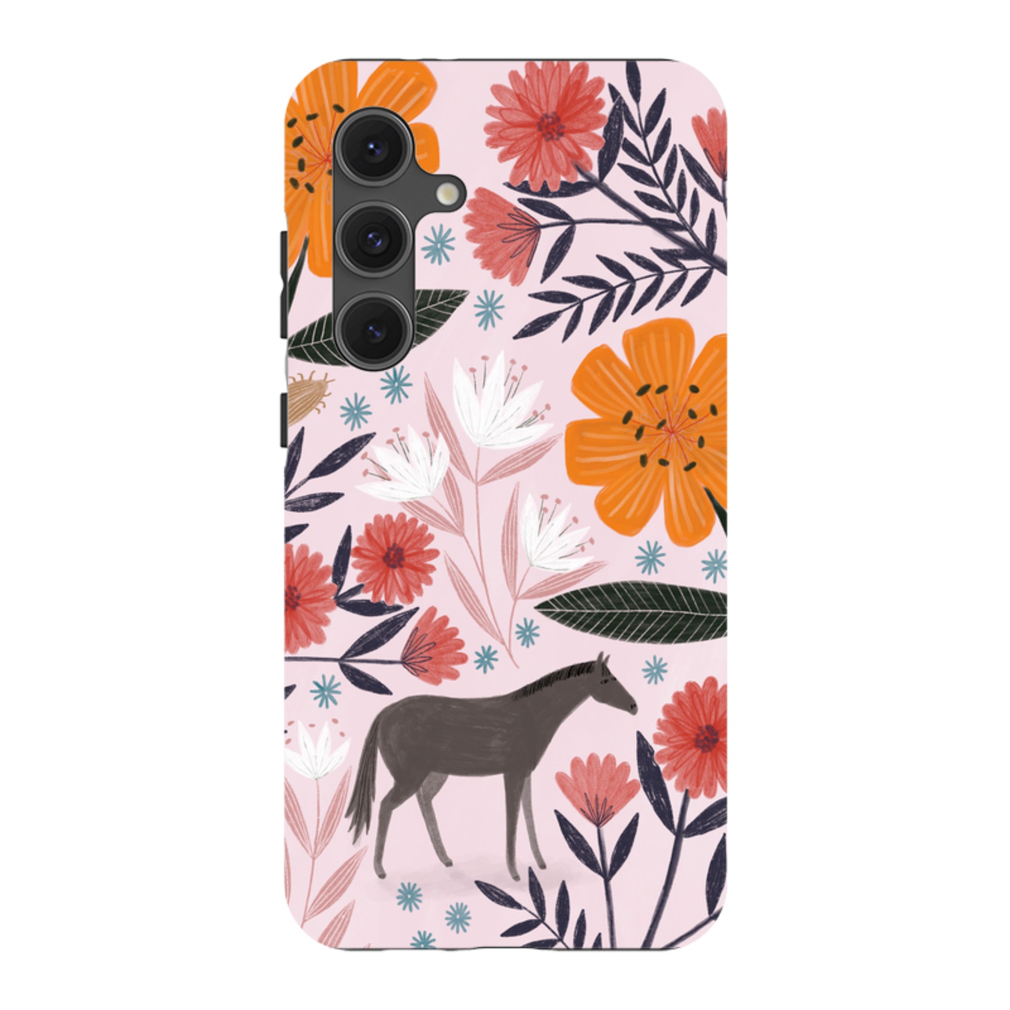 Samsung Tough Case - Pink Horse Floral By Lee Foster Wilson