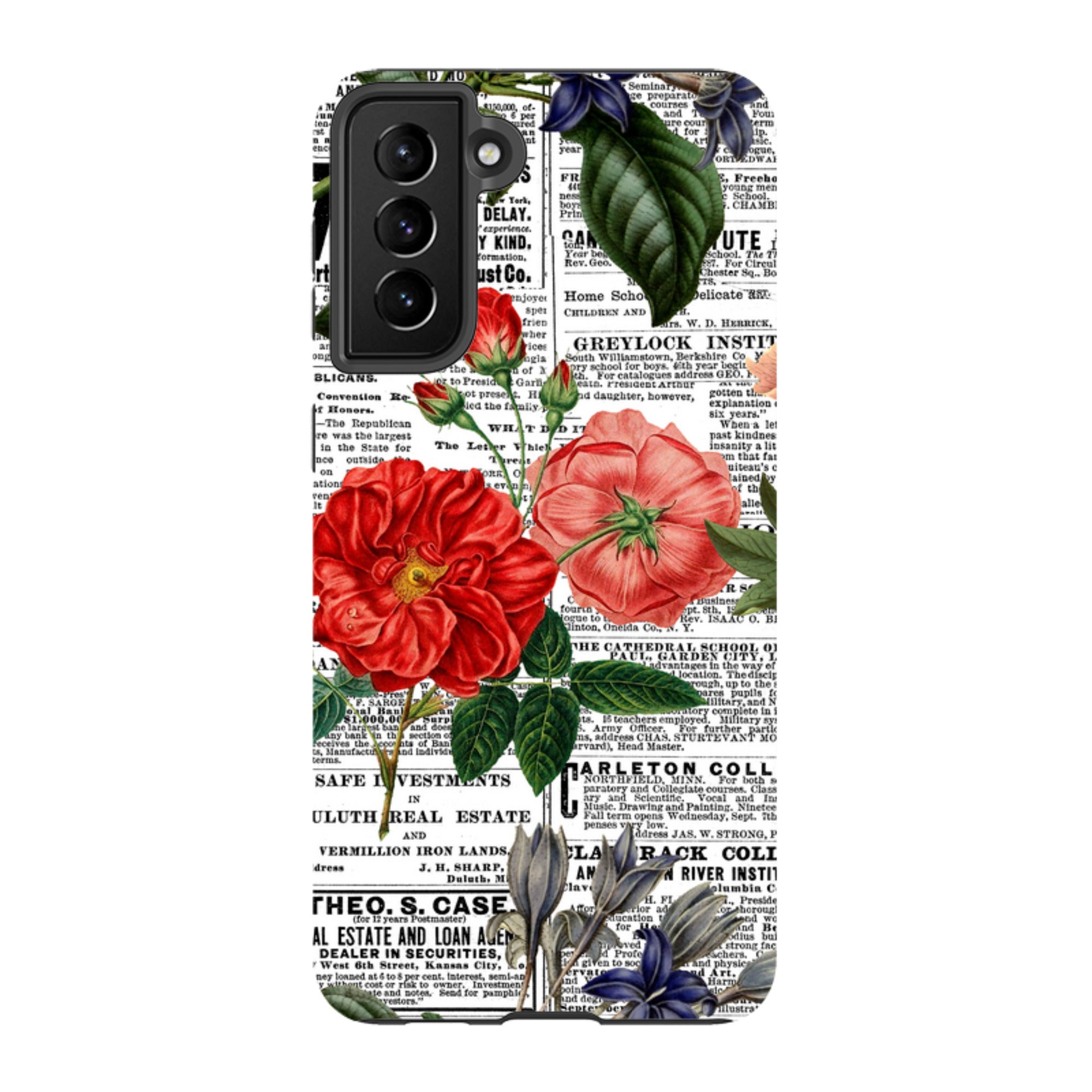 Samsung Tough Case - Floral Newsprint