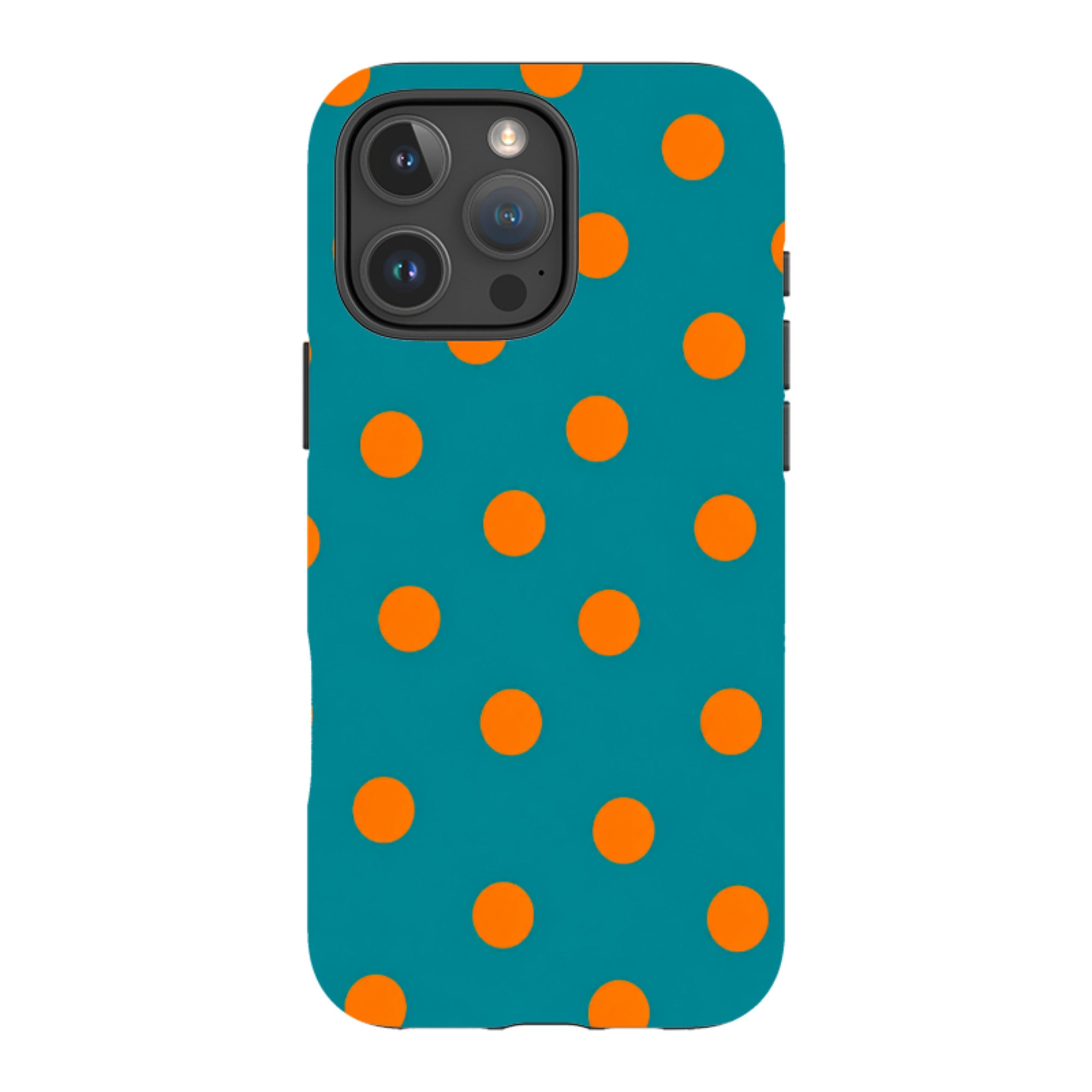 iPhone Tough Case - Teal & Orange Polka Dot