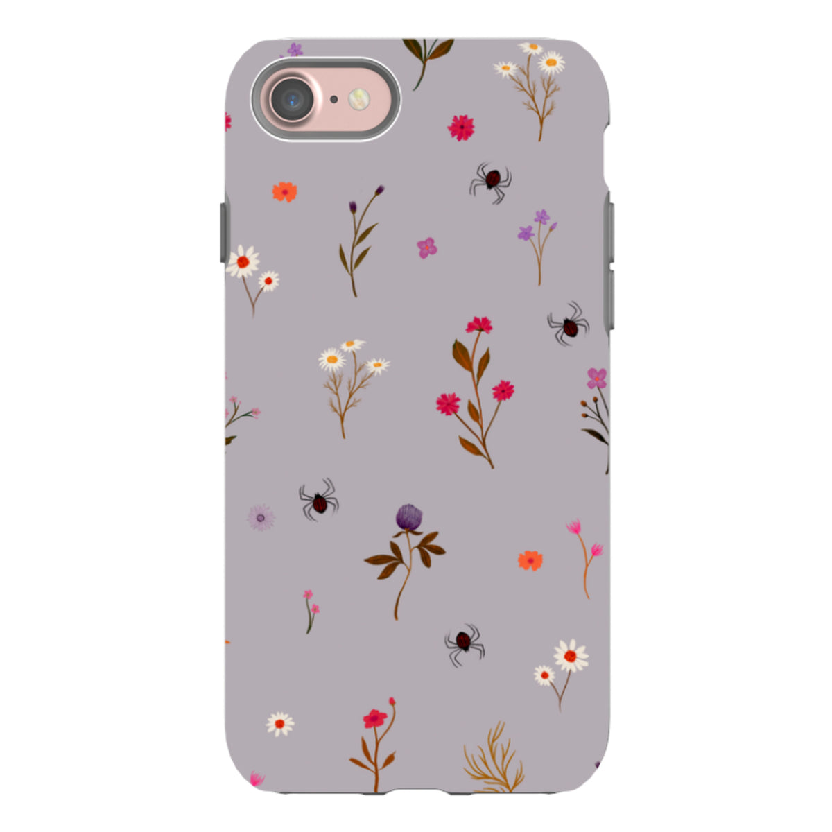 iPhone Tough Case - Florals and Spiders - Mauve By Katherine Quinn