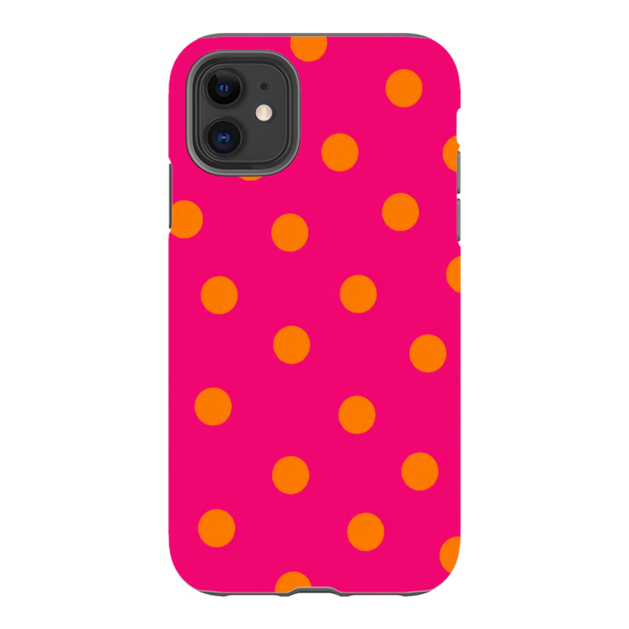 iPhone Tough Case - Hot Pink & Orange Polka Dot