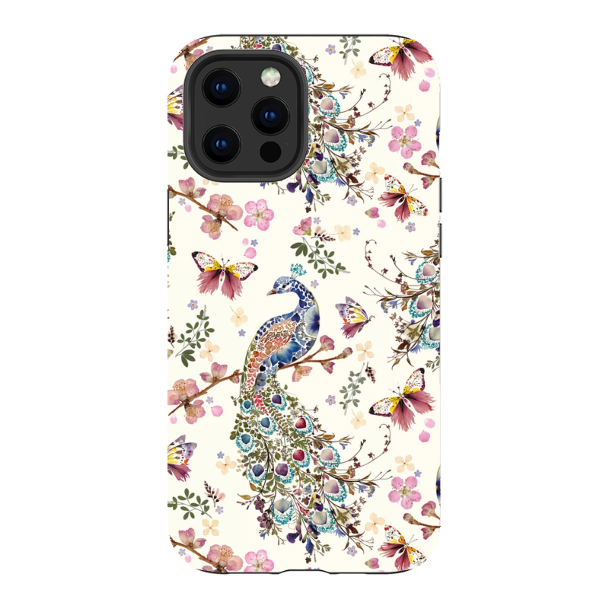 iPhone Tough Case - Peacock and Cherry Blossoms By Helen Ahpornsiri